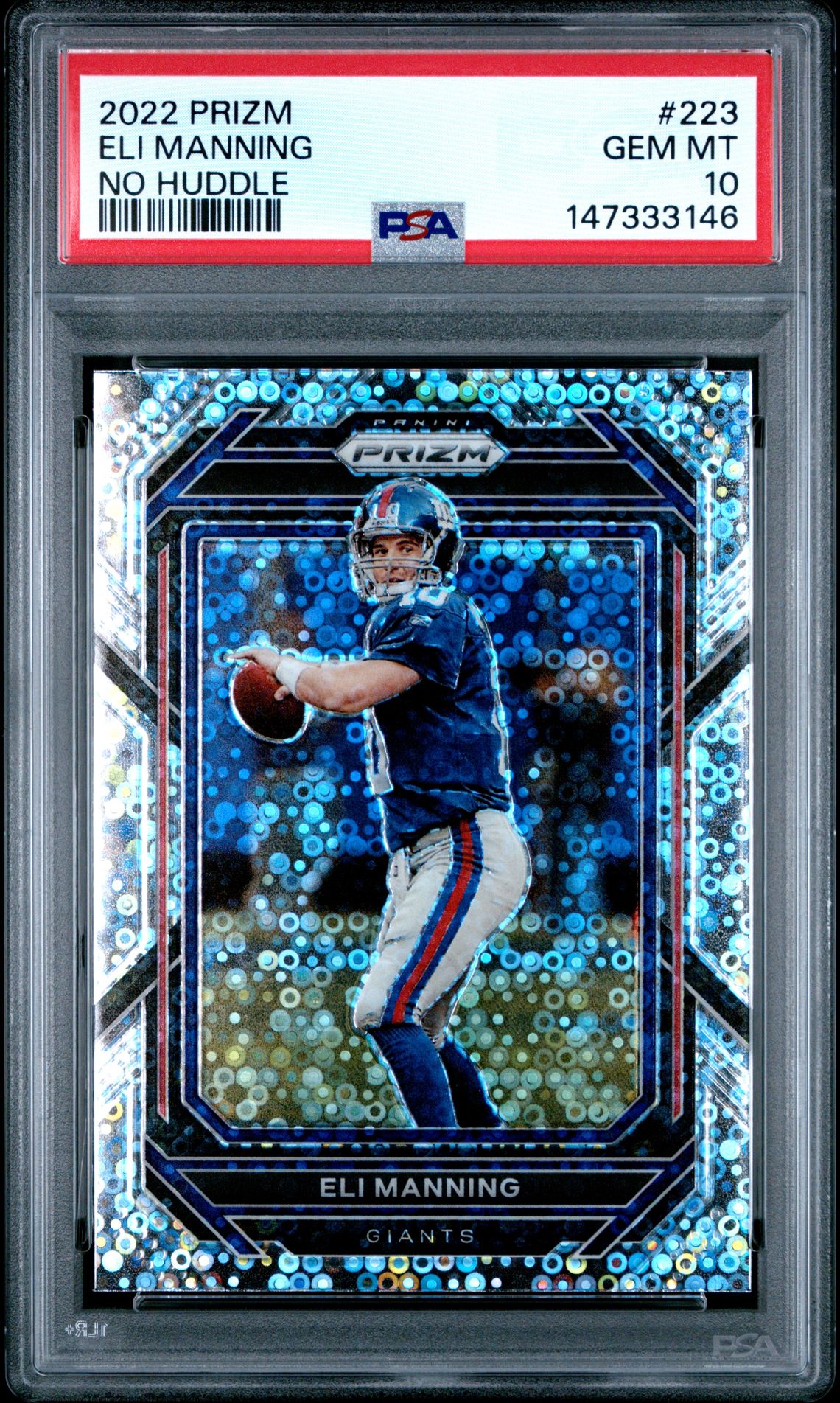 2022 Panini Prizm Eli Manning #223 (No Huddle) Gem Mt 10 front
