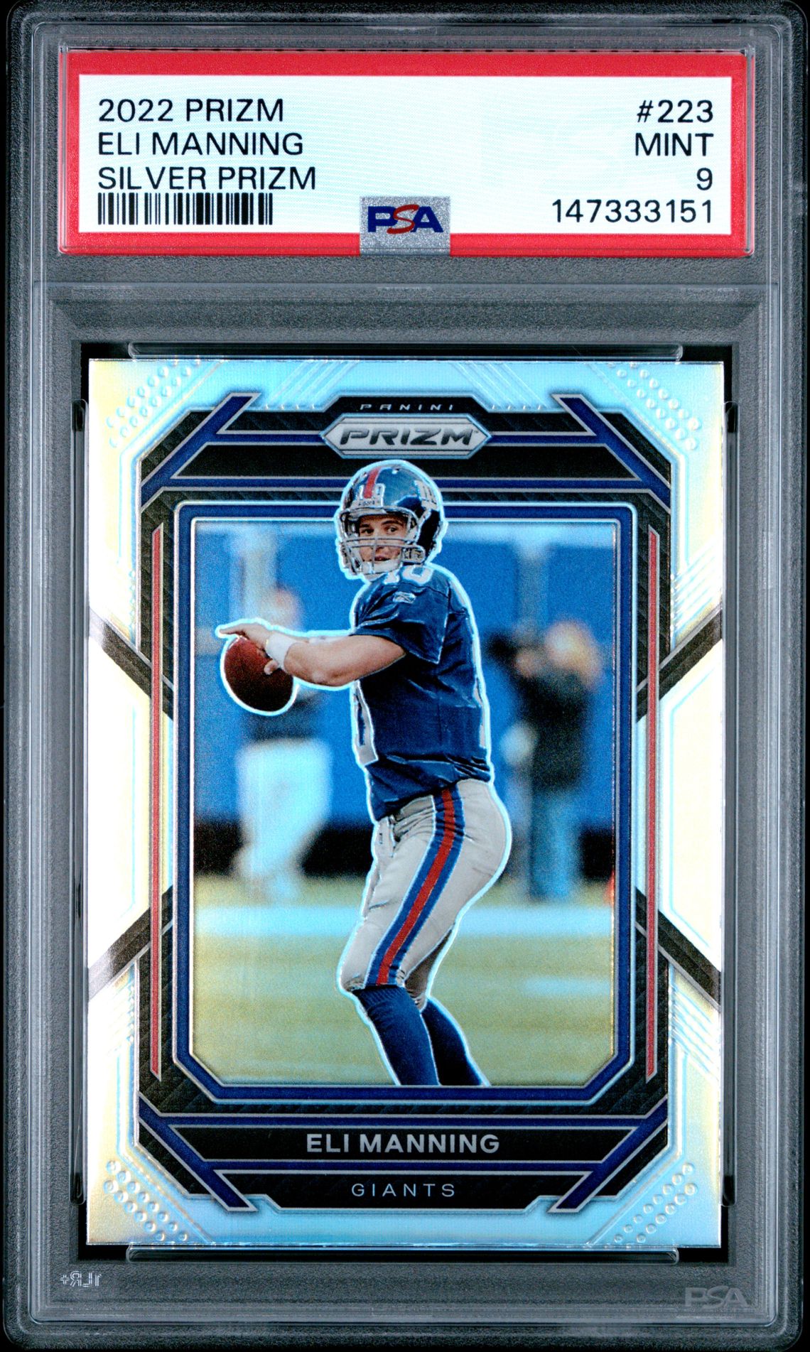 2022 Panini Prizm Eli Manning #223 (Silver Prizm) Mint 9 front