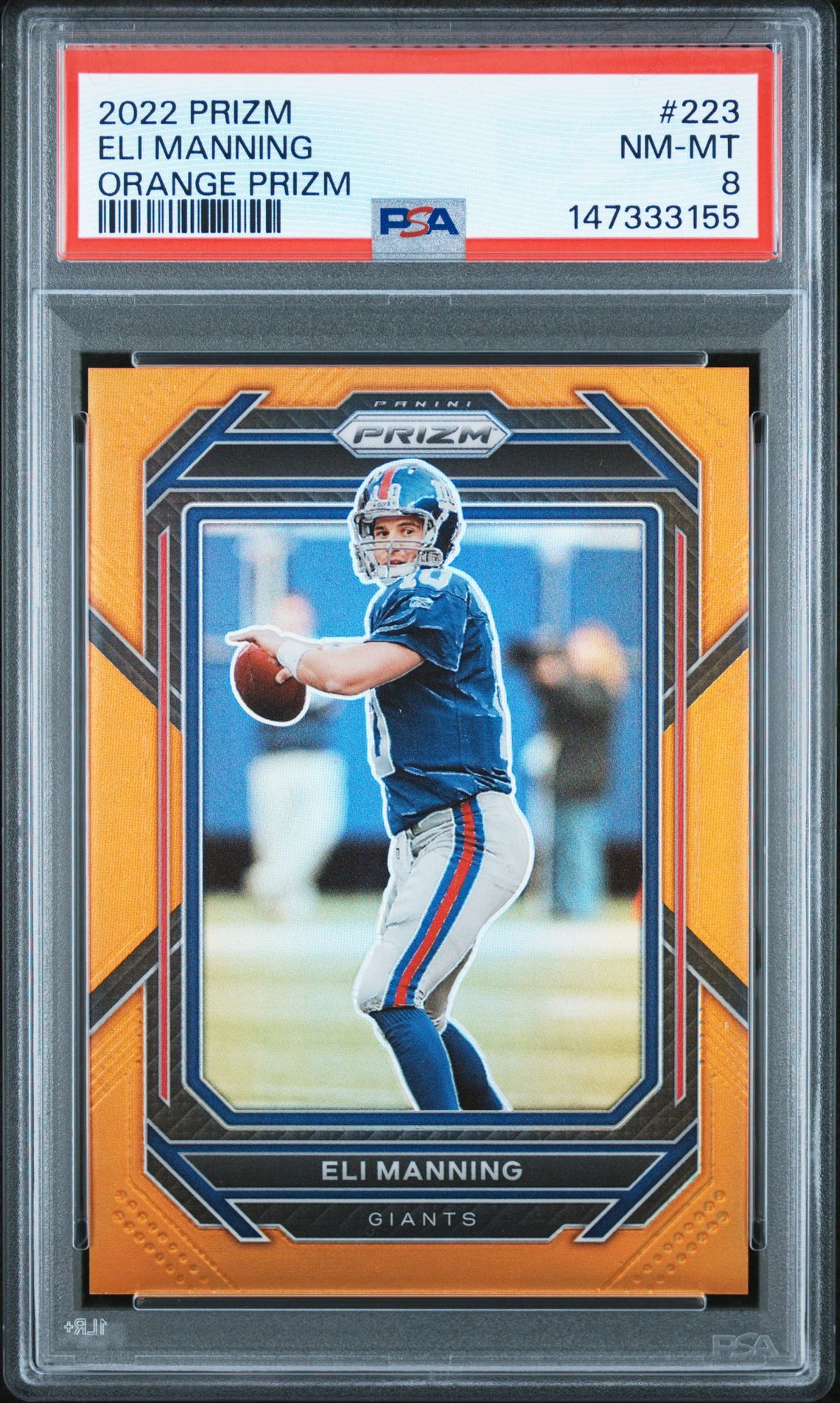 2022 Panini Prizm Eli Manning #223 (Orange Prizm) Nm-Mt 8 front