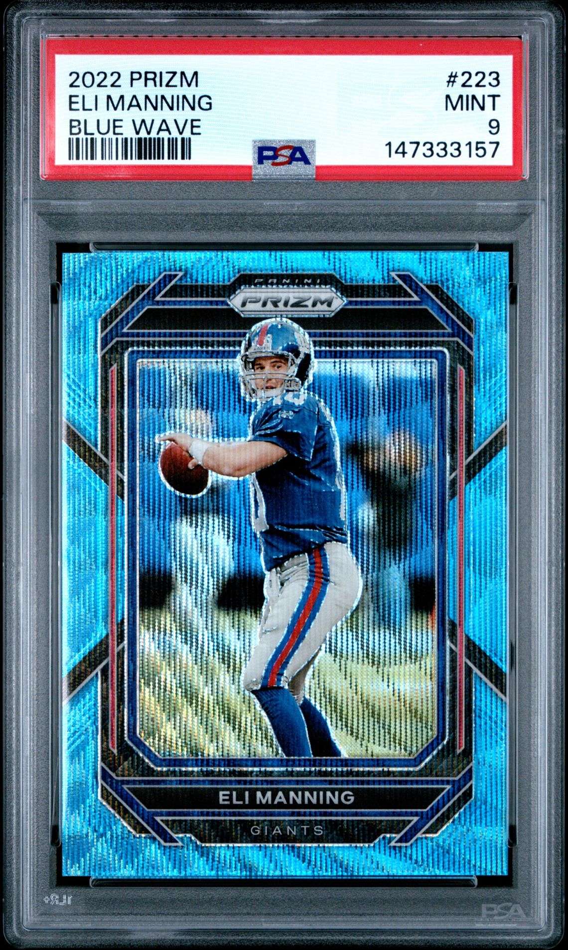 2022 Panini Prizm Eli Manning #223 (Blue Wave) Mint 9 front