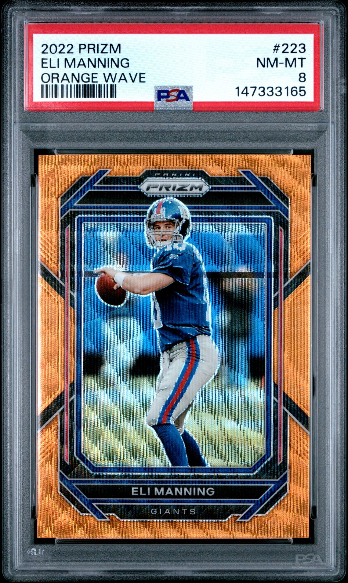 2022 Panini Prizm Eli Manning #223 (Orange Wave) Nm-Mt 8 front