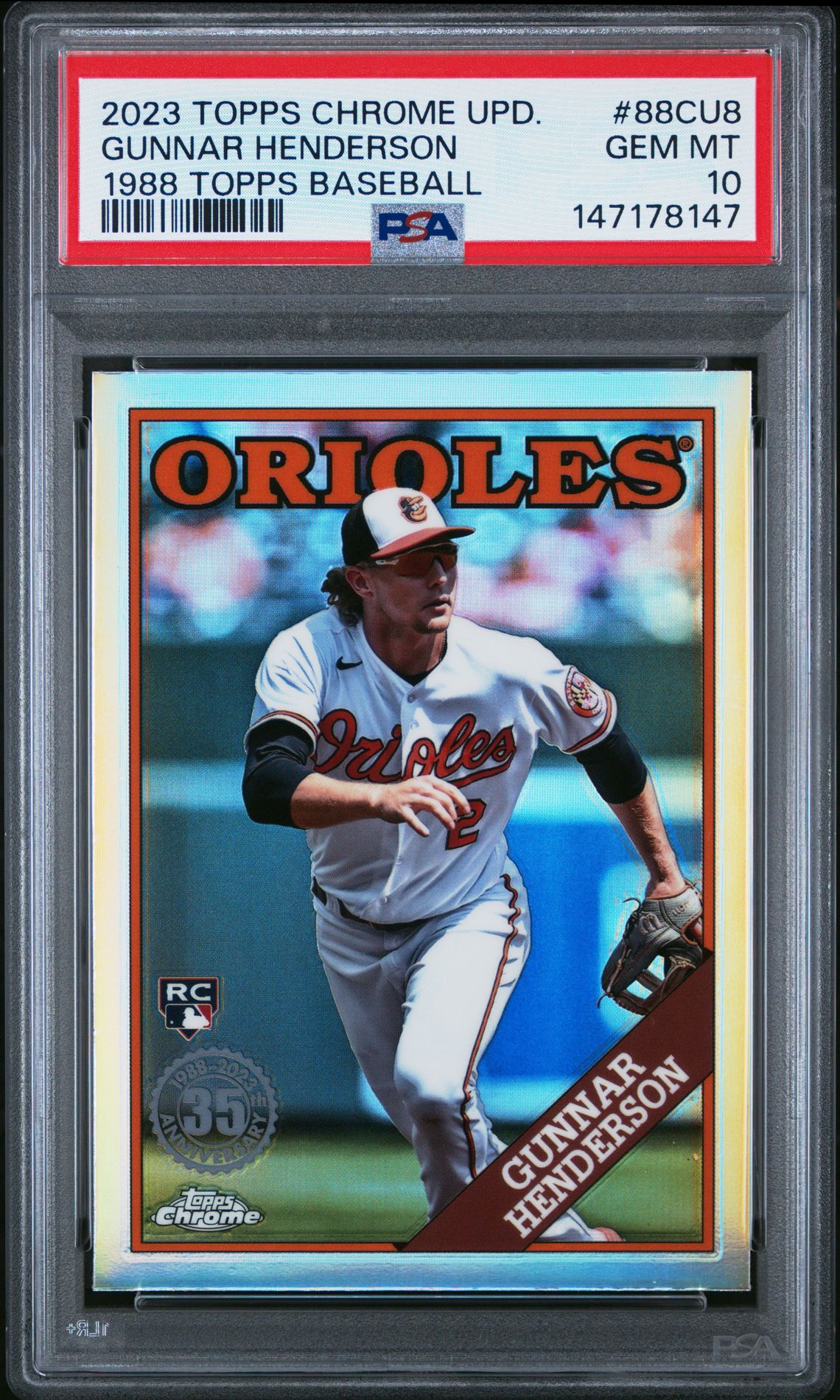 2023 Topps Chrome Update 1988 Topps Baseball Gunnar Henderson #88Cu8 Gem Mt 10 front