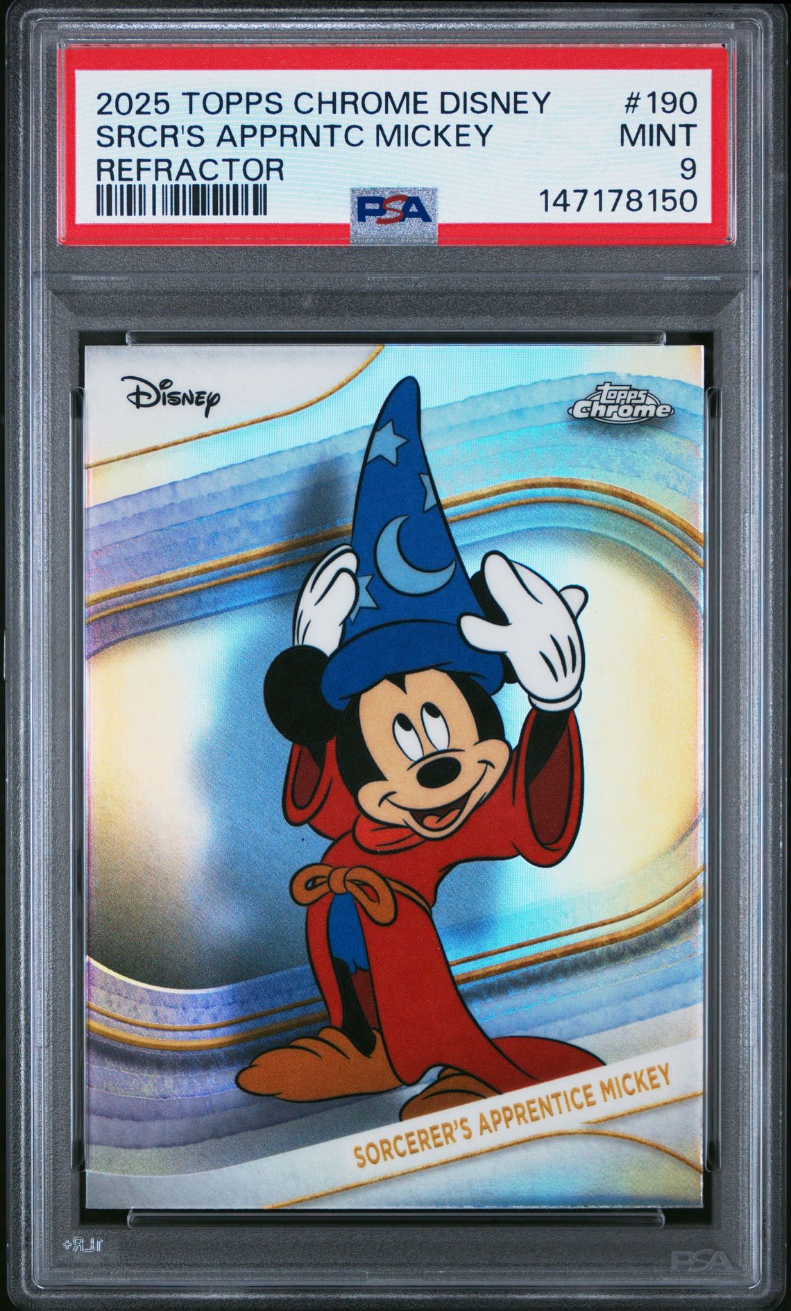 2025 Topps Chrome Disney Srcr's Apprntc Mickey #190 (Refractor) Mint 9 front