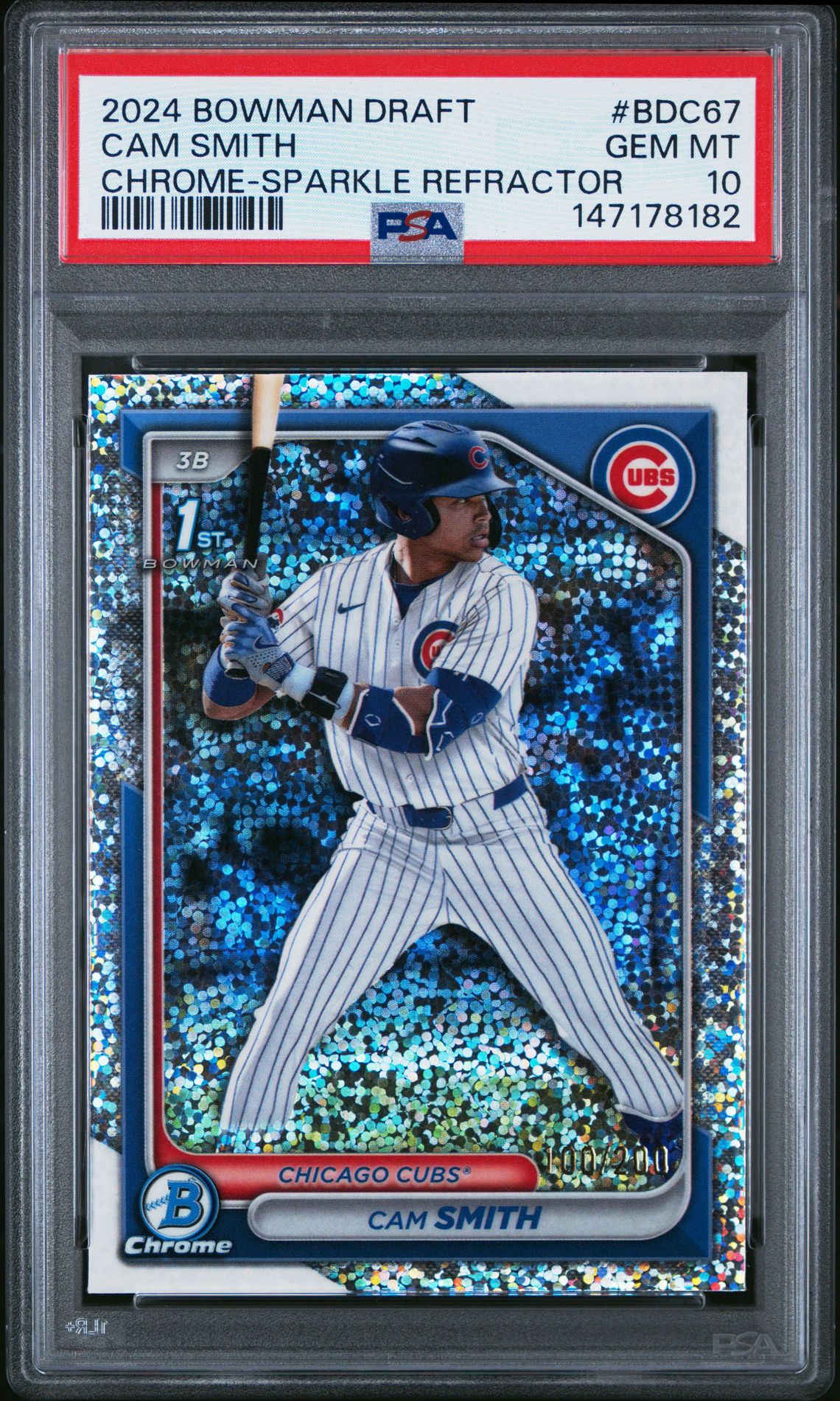 2024 Bowman Draft Cam Smith #Bdc67 (Chrome-Sparkle Refractor) Gem Mt 10 front