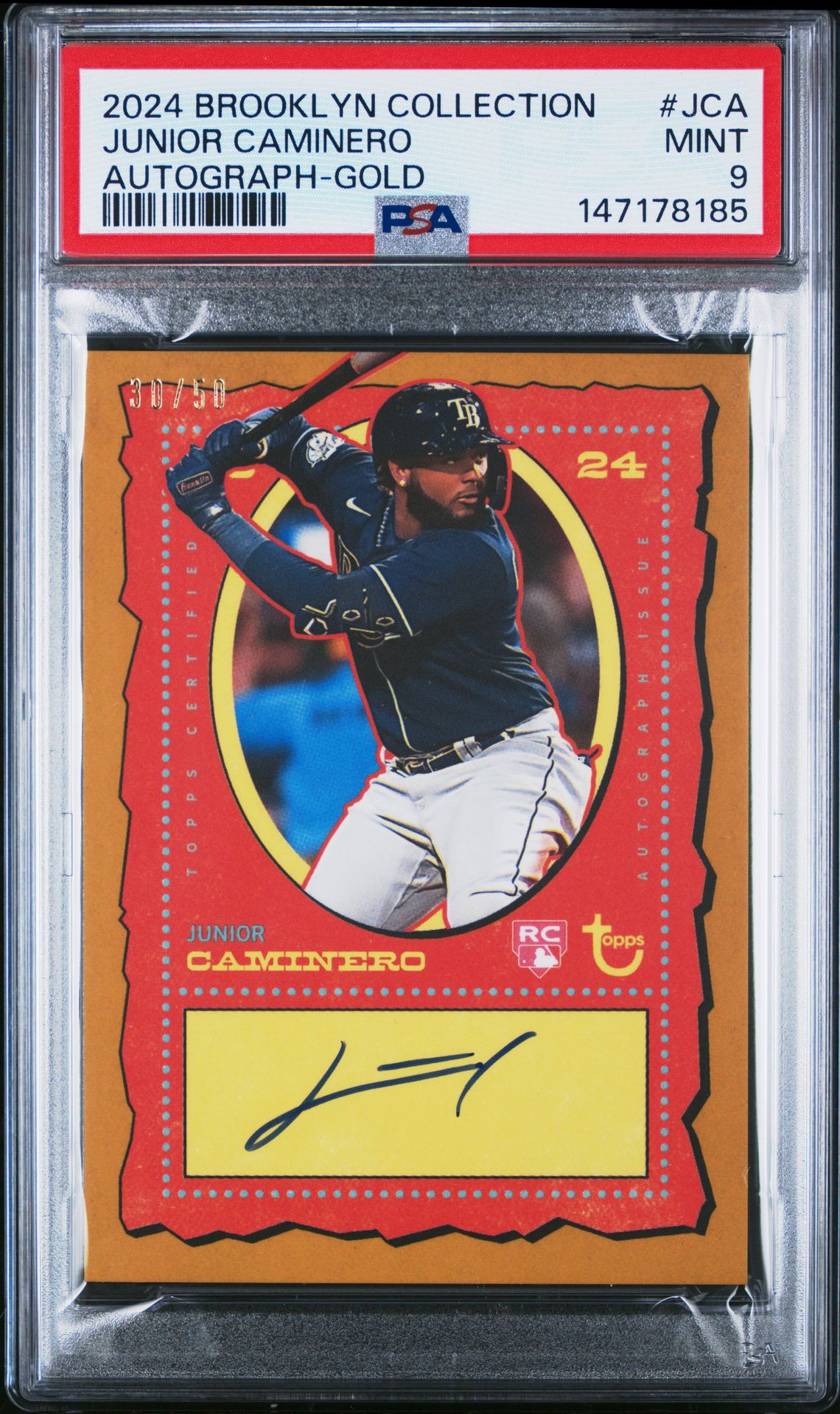 2024 Topps Brooklyn Collection Autographs Junior Caminero #Jca (Autograph-Gold) Mint 9 front