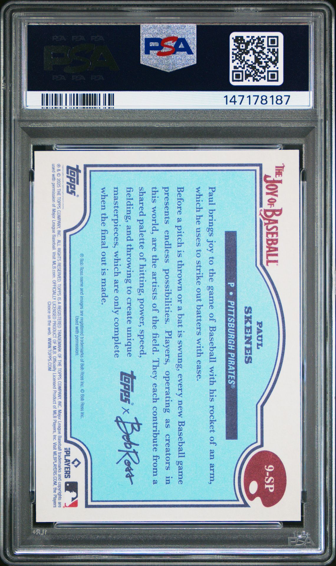 2025 Topps X Bob Ross The Joy Of Baseball Paul Skenes #9-Sp (Beauty Is Everywhere) Gem Mt 10 back
