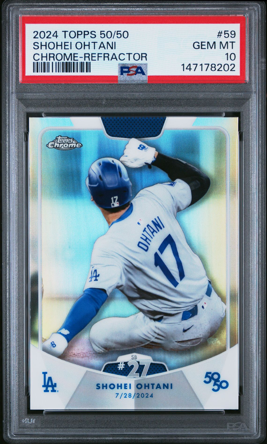 2024 Topps 50/50 Shohei Ohtani Shohei Ohtani #59 (Chrome-Refractor) Gem Mt 10 front