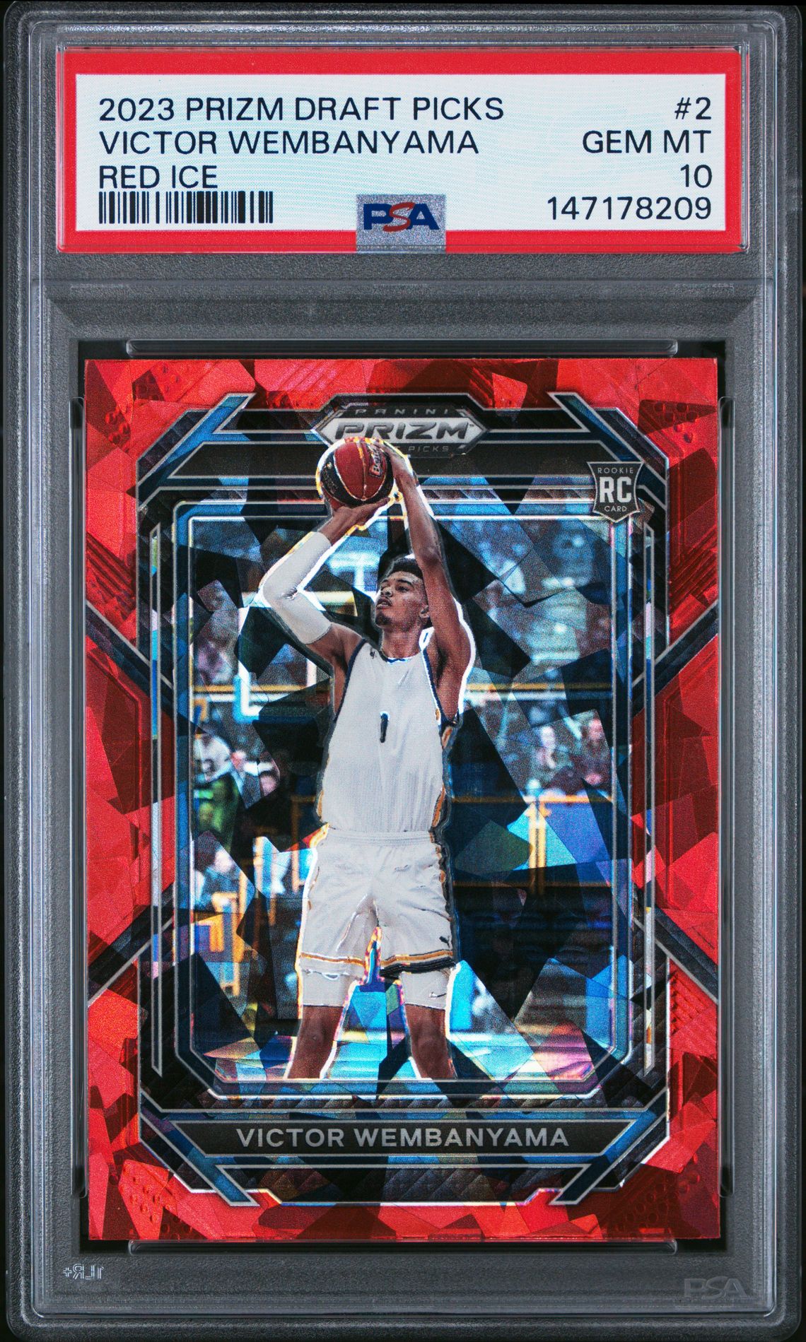 2023 Panini Prizm Draft Picks Victor Wembanyama #2 (Red Ice) Gem Mt 10 front