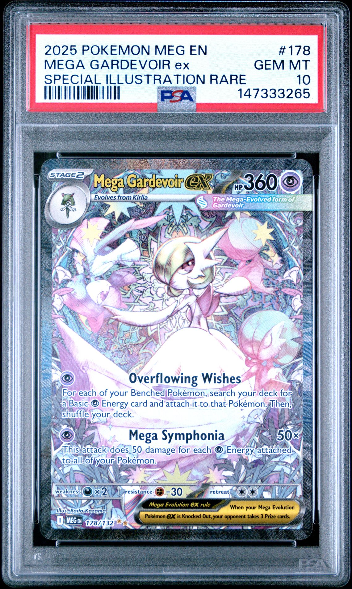2025 Pokemon Meg En-Mega Evolution Mega Gardevoir Ex #178 (Special Illustration Rare) Gem Mt 10 front view - PSA graded GEM MT 10