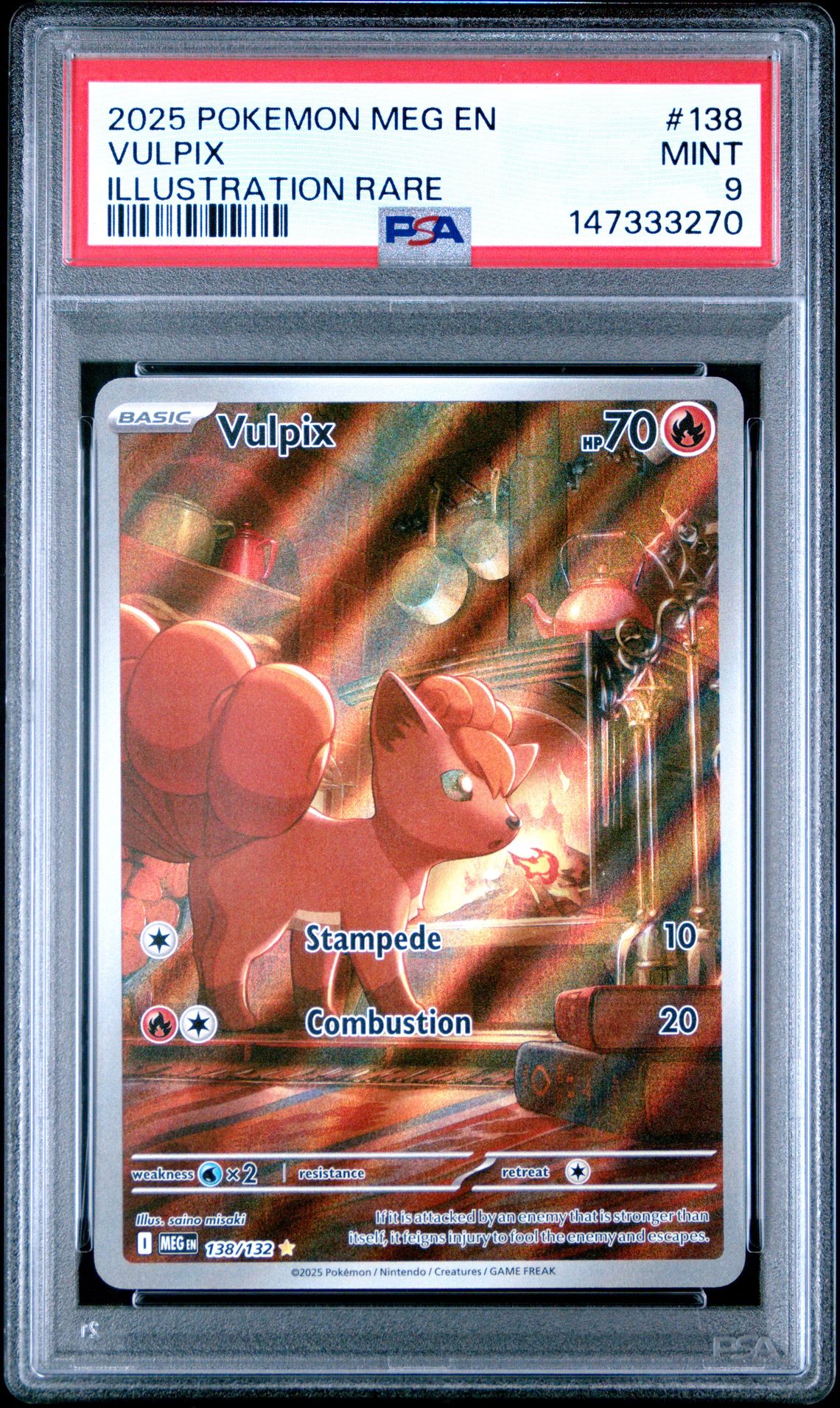 2025 Pokemon Meg En-Mega Evolution Vulpix #138 (Illustration Rare) Mint 9 front