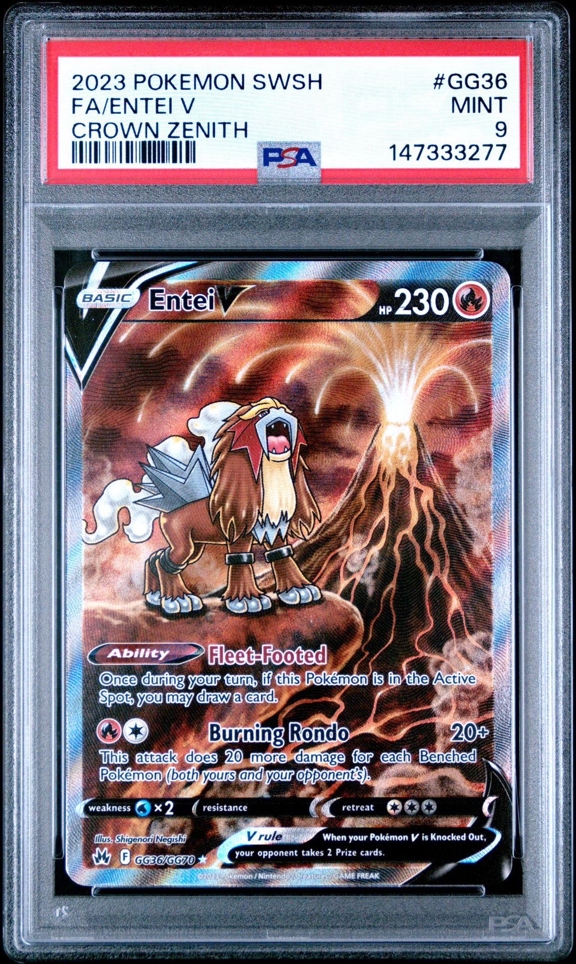 2023 Pokemon Sword And Shield Crown Zenith Fa/Entei V #Gg36 (Crown Zenith) Mint 9 front