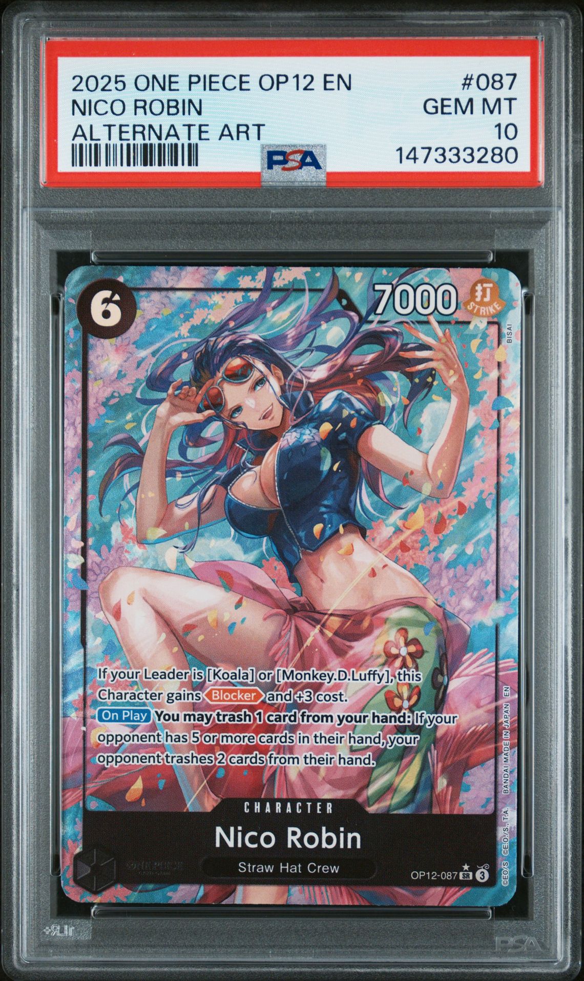 2025 One Piece Op12-Legacy Of The Master Nico Robin #087 (Alternate Art) Gem Mt 10 front