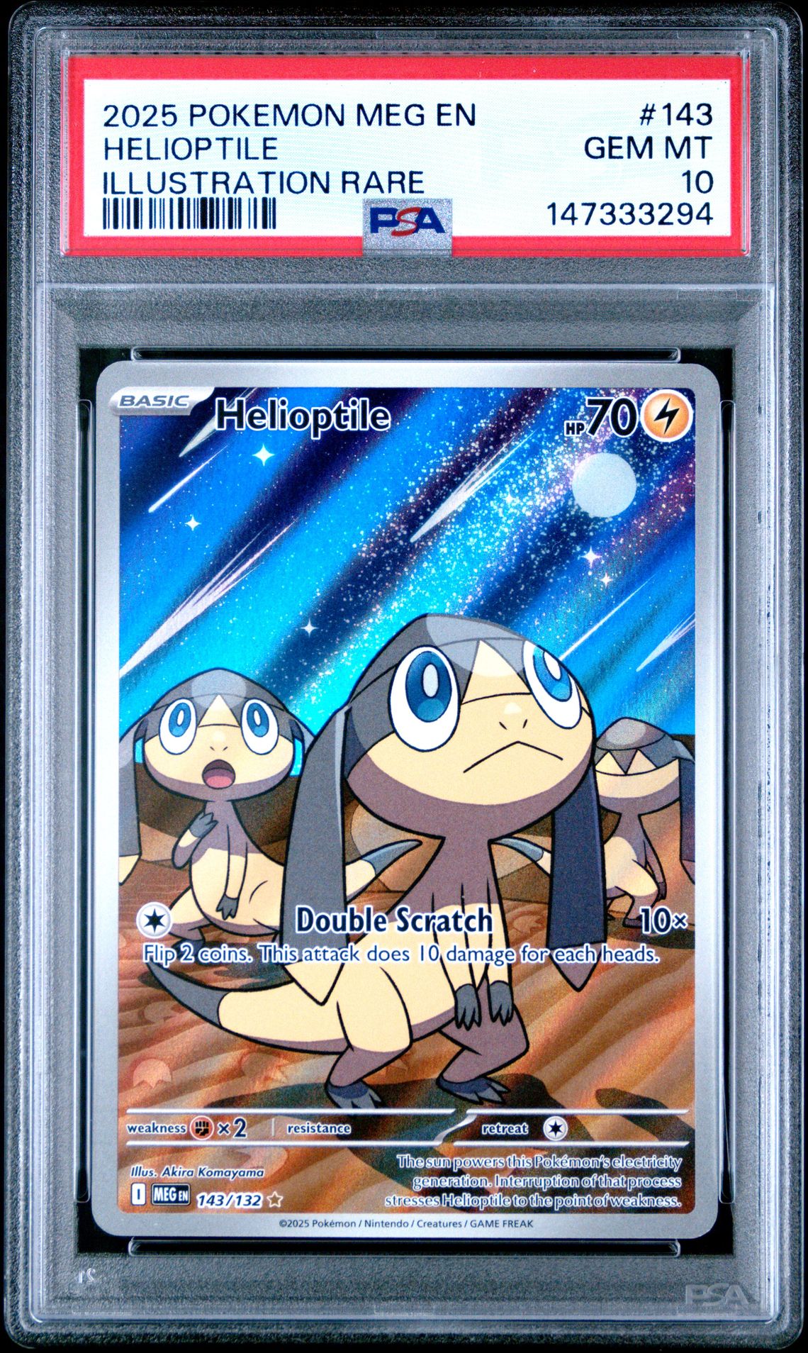 2025 Pokemon Meg En-Mega Evolution Helioptile #143 (Illustration Rare) Gem Mt 10 front