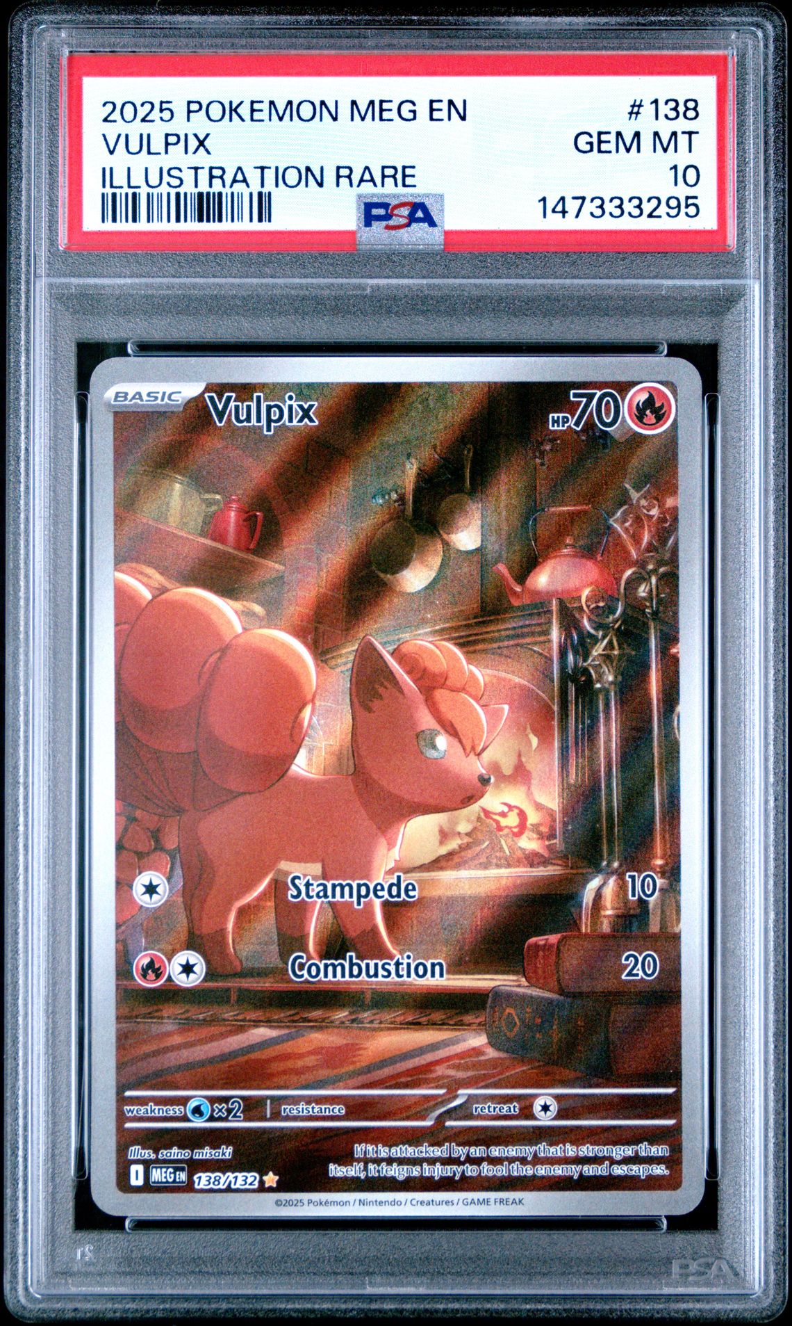 2025 Pokemon Meg En-Mega Evolution Vulpix #138 (Illustration Rare) Gem Mt 10 front
