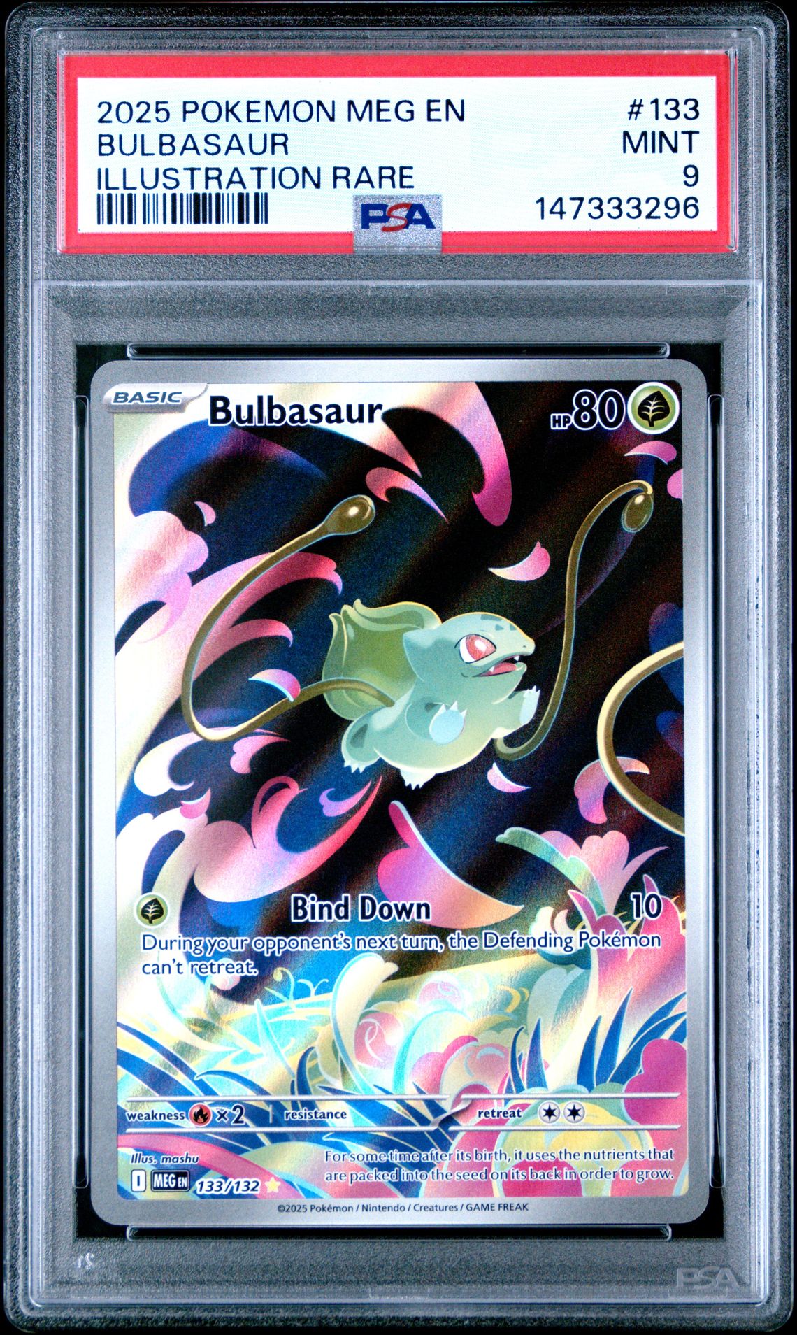 2025 Pokemon Meg En-Mega Evolution Bulbasaur #133 (Illustration Rare) Mint 9 front