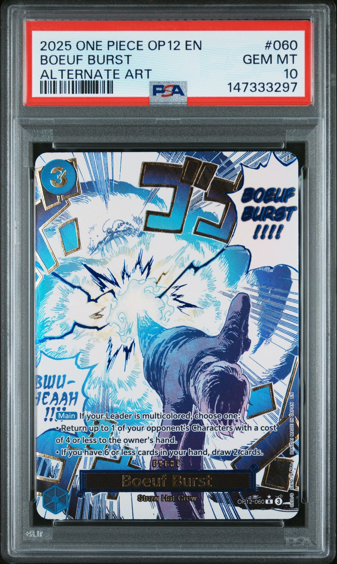 2025 One Piece Op12-Legacy Of The Master Boeuf Burst #060 (Alternate Art) Gem Mt 10 front