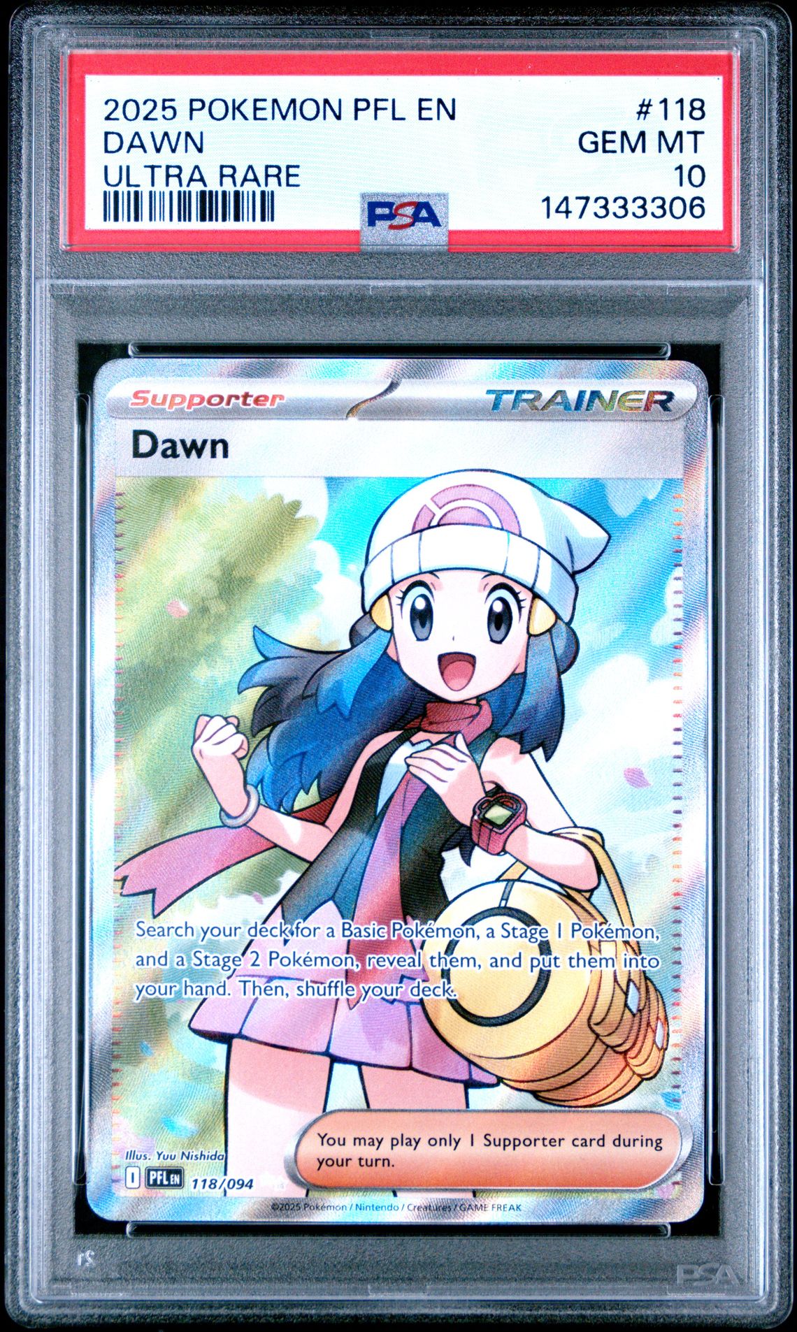 2025 Pokemon Pfl En-Phantasmal Flames Dawn #118 (Ultra Rare) Gem Mt 10 front