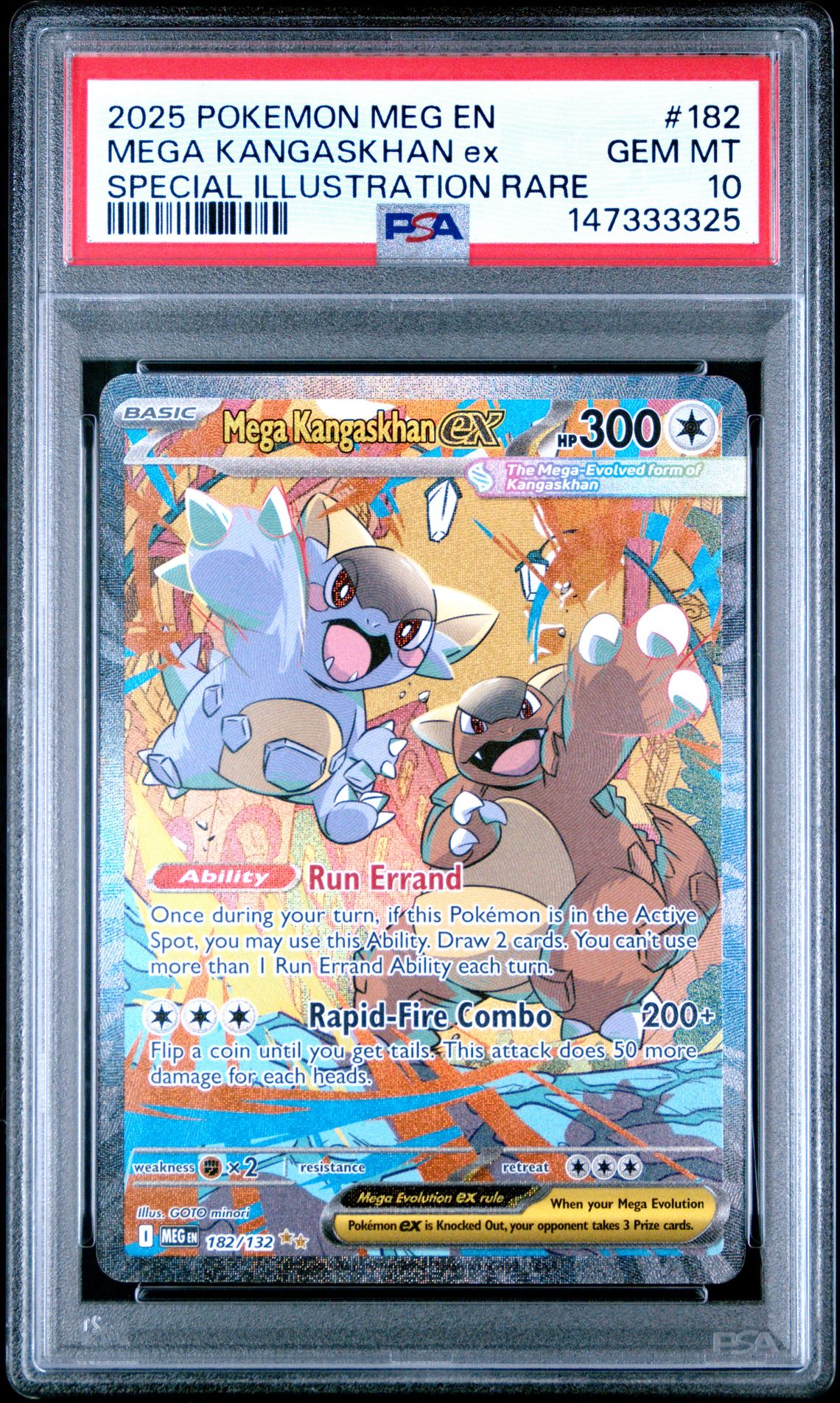 2025 Pokemon Meg En-Mega Evolution Mega Kangaskhan Ex #182 (Special Illustration Rare) Gem Mt 10 front