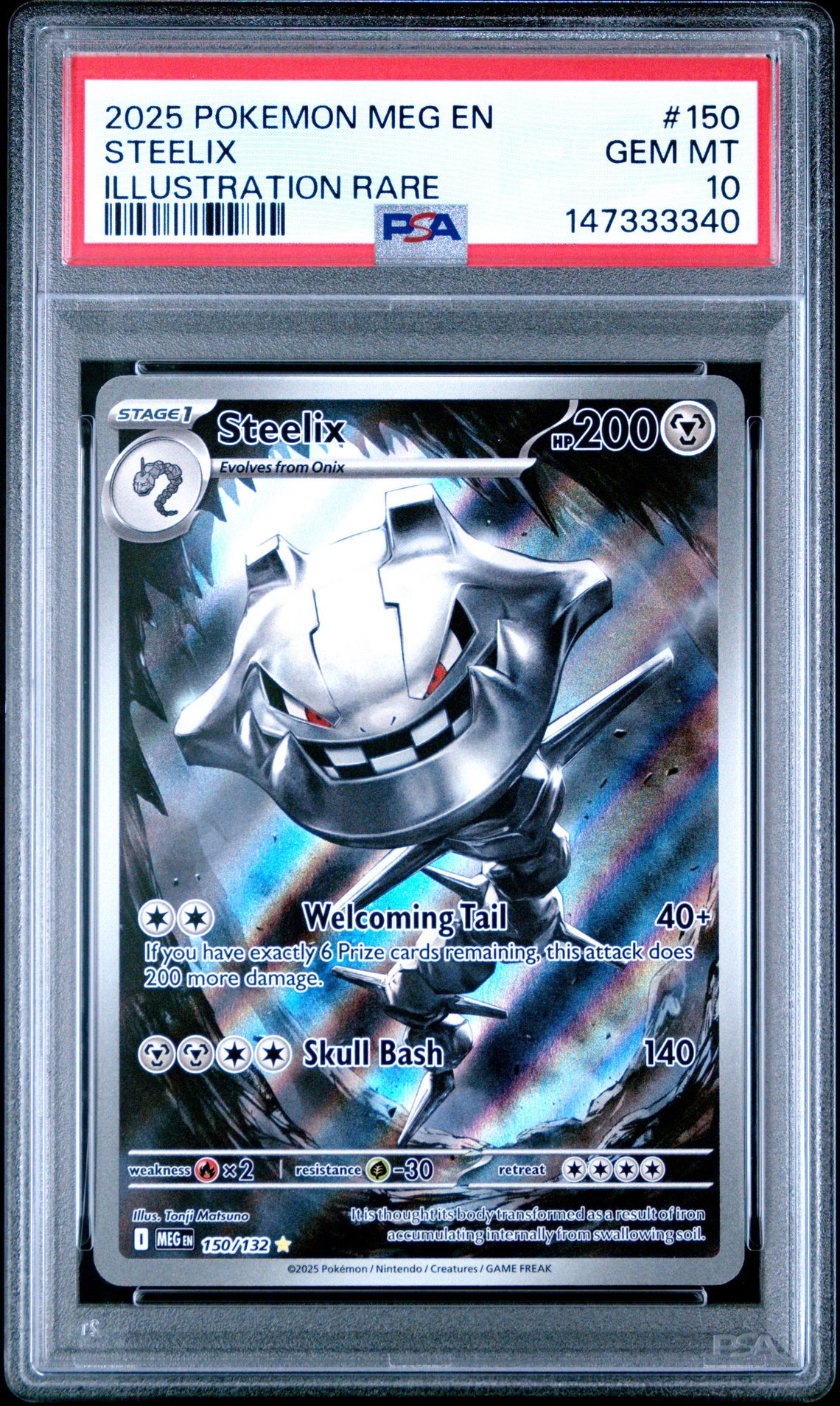 2025 Pokemon Meg En-Mega Evolution Steelix #150 (Illustration Rare) Gem Mt 10 front