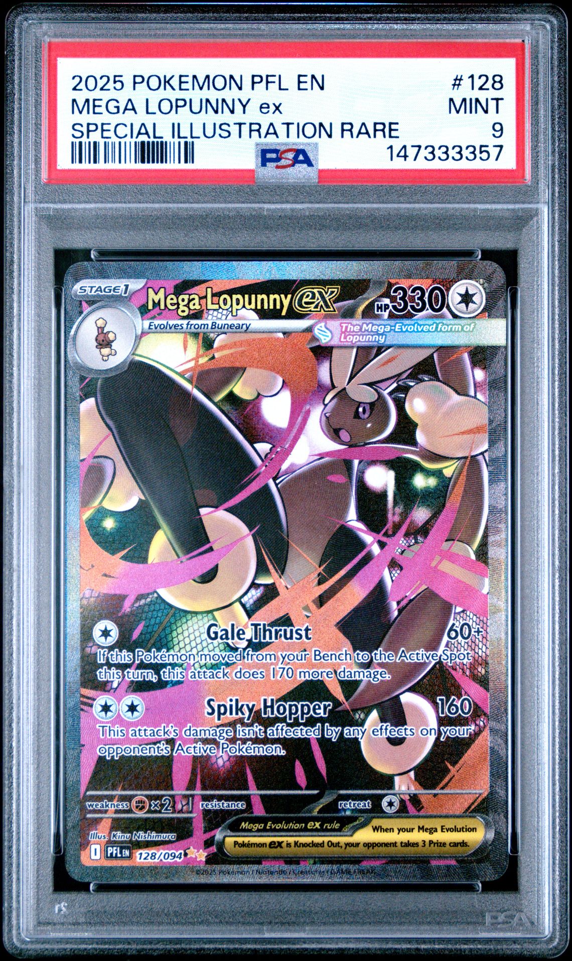 2025 Pokemon Pfl En-Phantasmal Flames Mega Lopunny Ex #128 (Special Illustration Rare) Mint 9 front