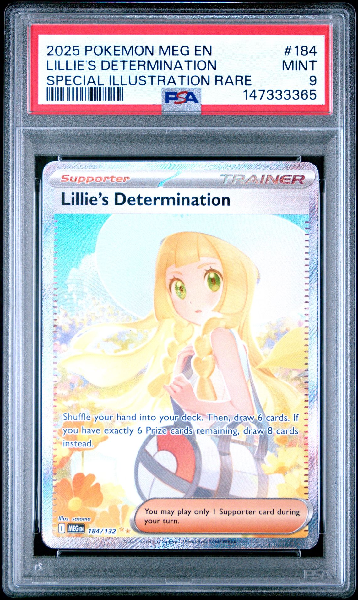 2025 Pokemon Meg En-Mega Evolution Lillie's Determination #184 (Special Illustration Rare) Mint 9 front