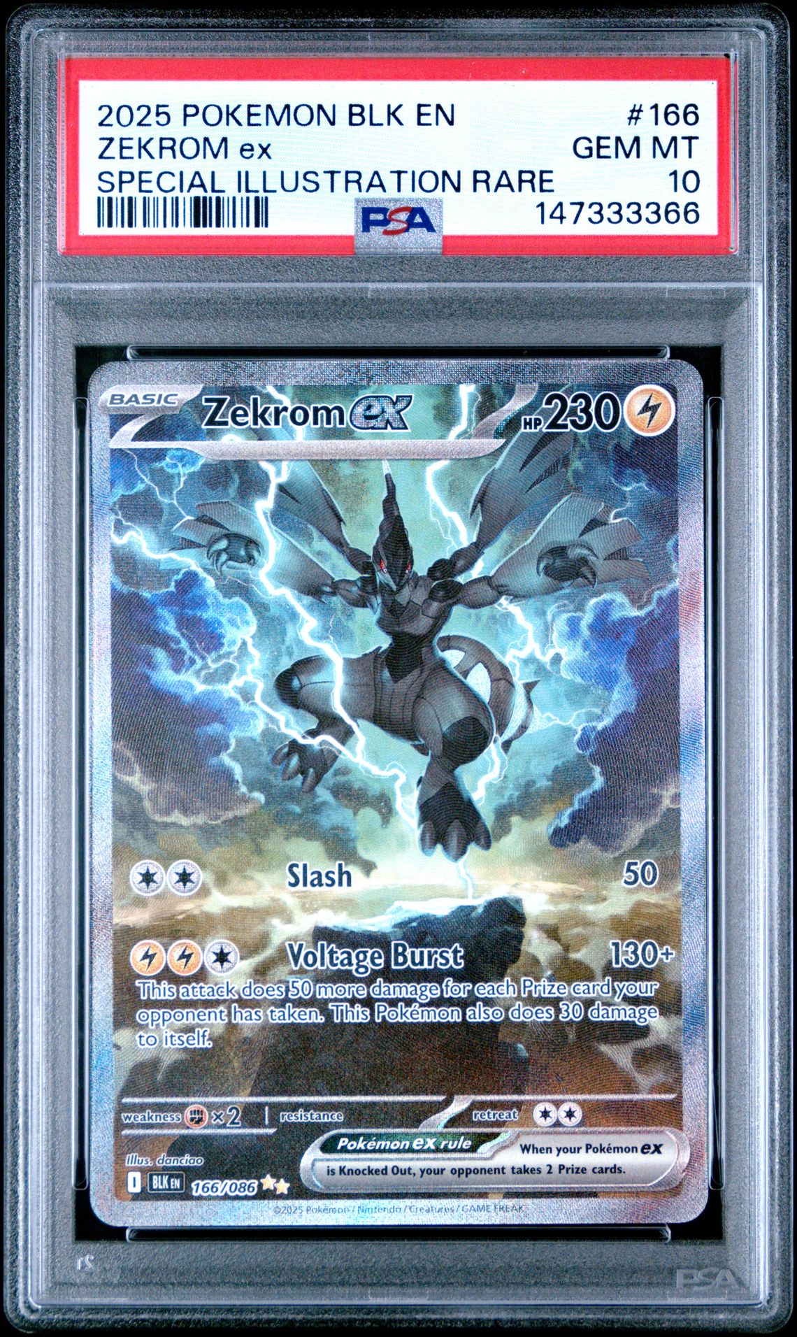 2025 Pokemon Blk En-Black Bolt Zekrom Ex #166 (Special Illustration Rare) Gem Mt 10 front