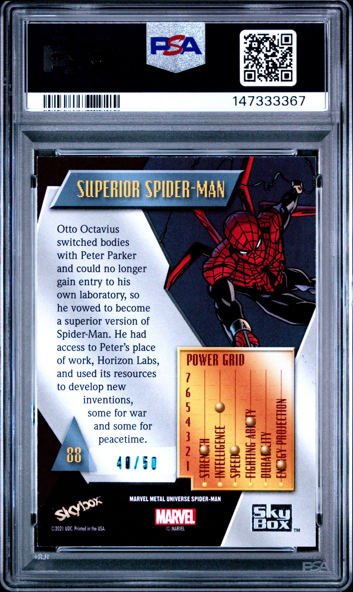 2022 Skybox Marvel Metal Universe Spider-Man Superior Spider-Man #88 (Light Fx Turquoise) Nm-Mt 8 back