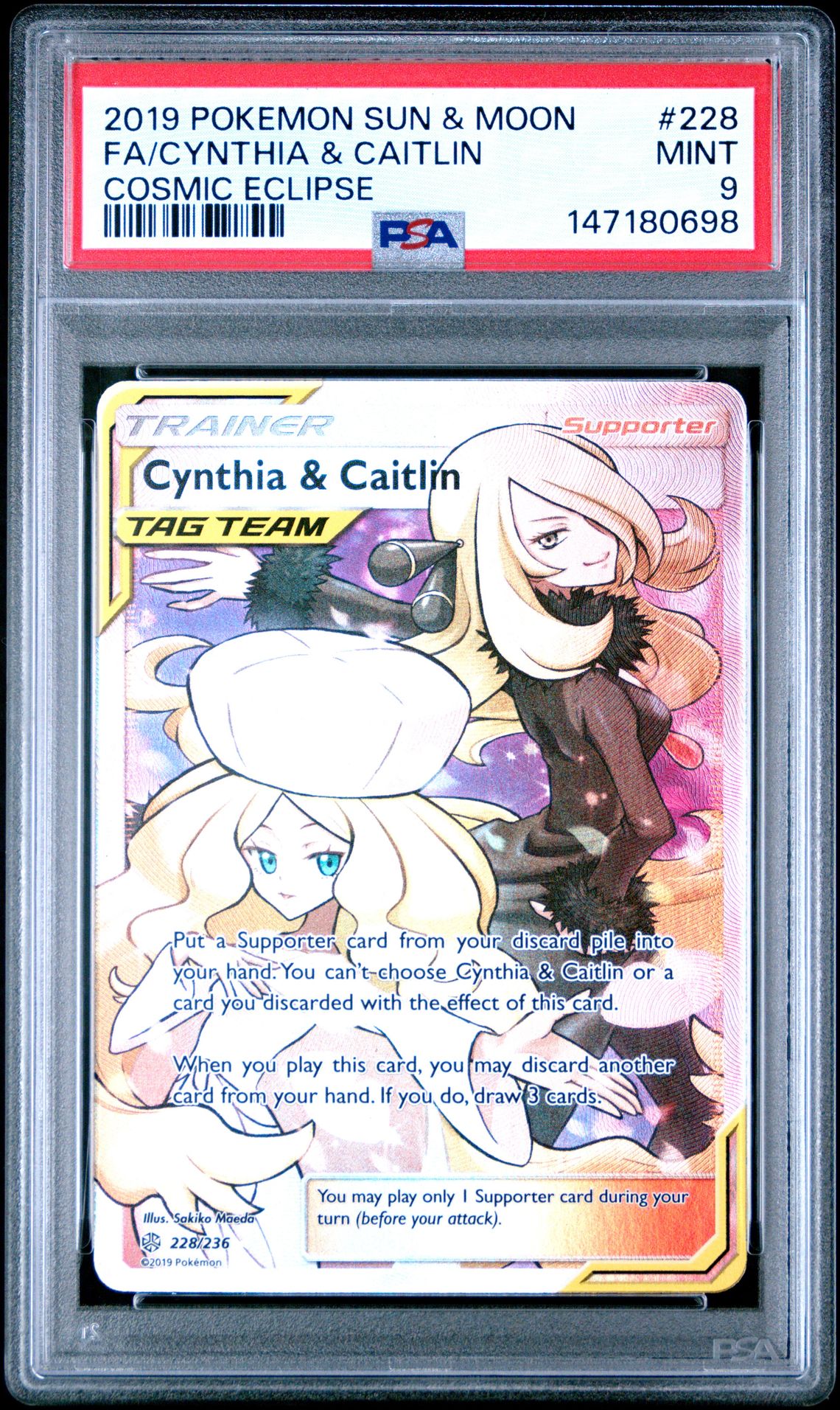 2019 Pokemon POKEMON SUN & MOON COSMIC ECLIPSE #228 Fa/Cynthia & Caitlin front