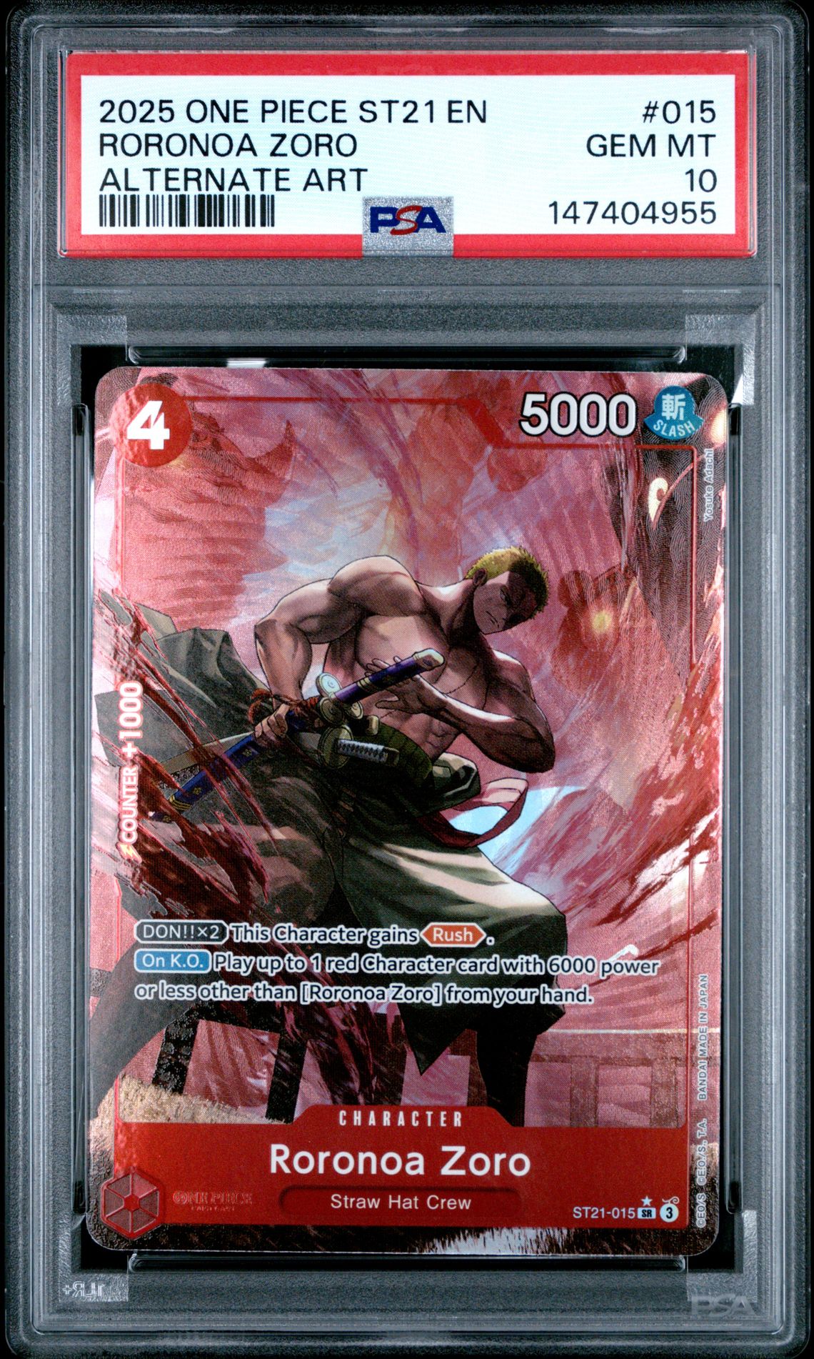 2025 One Piece ONE PIECE STARTER DECK ST21-EX GEAR 5 ALTERNATE ART #015 Roronoa Zoro front