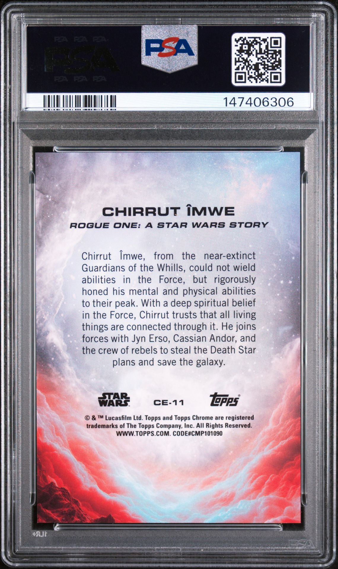 2025 Topps Chrome Star Wars Character Design Variation Chirrut Imwe #Ce-11 (Chrctr Design Var-Gold Ref) Mint 9 back
