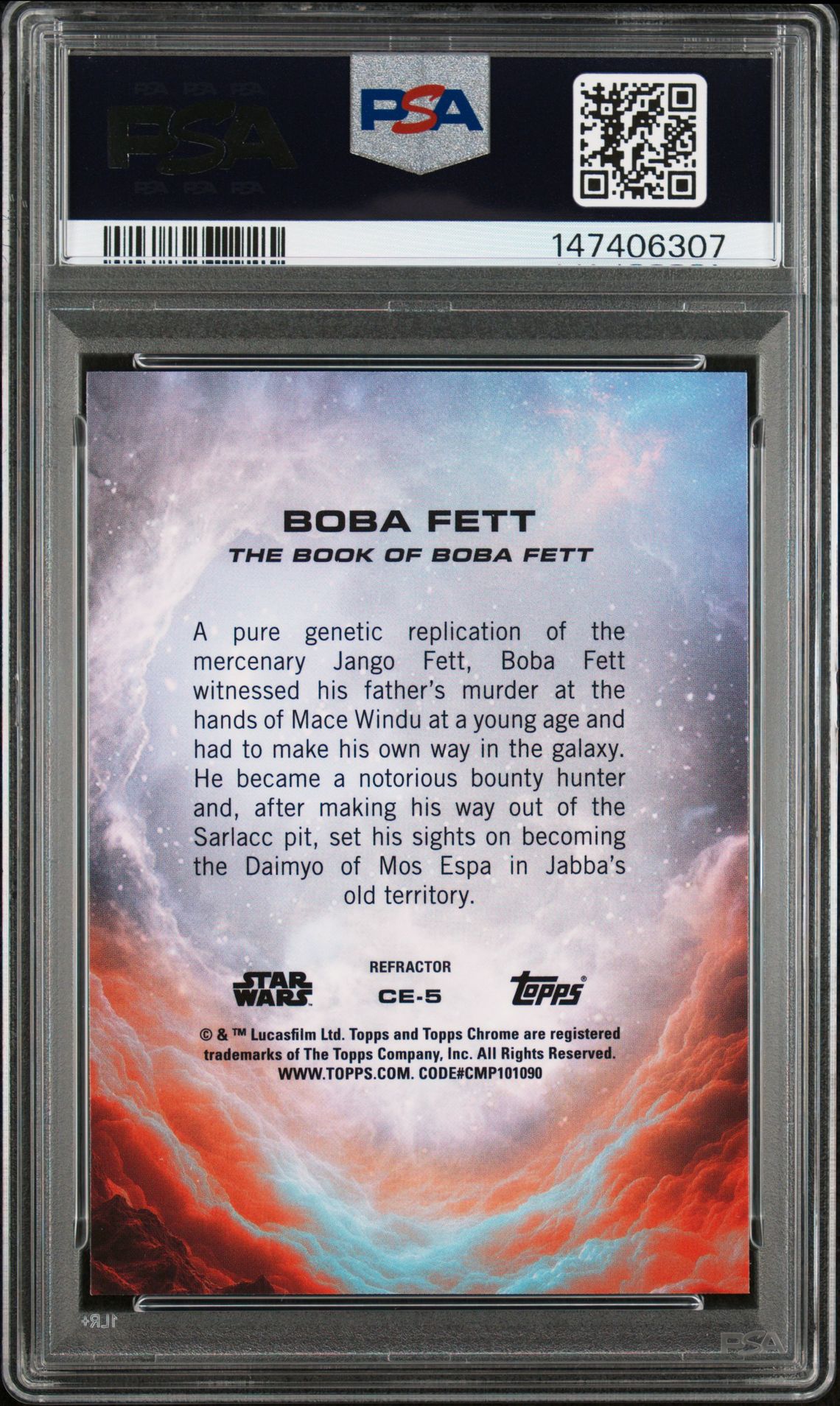 2025 Topps Chrome Star Wars Character Design Variation Boba Fett #Ce-5 (Char Design Var-Refractor) Mint 9 back
