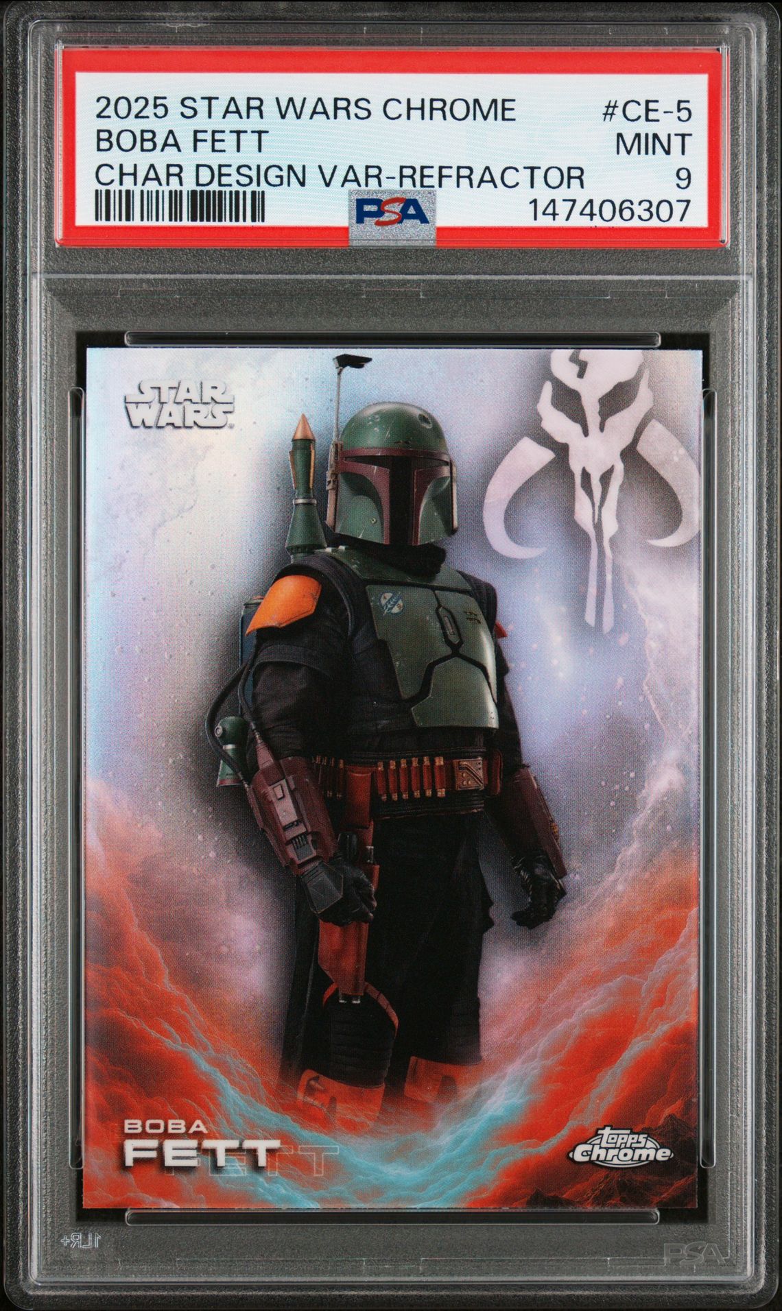 2025 Topps Chrome Star Wars Character Design Variation Boba Fett #Ce-5 (Char Design Var-Refractor) Mint 9 front