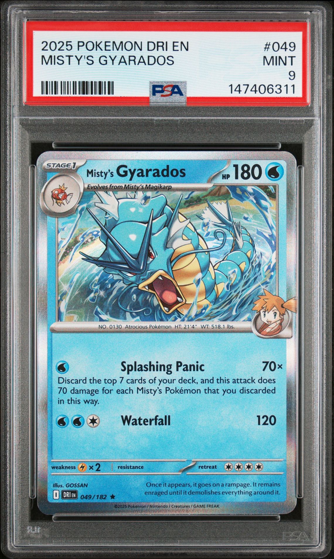 2025 Pokemon Dri En-Destined Rivals Misty's Gyarados #049 Mint 9 front
