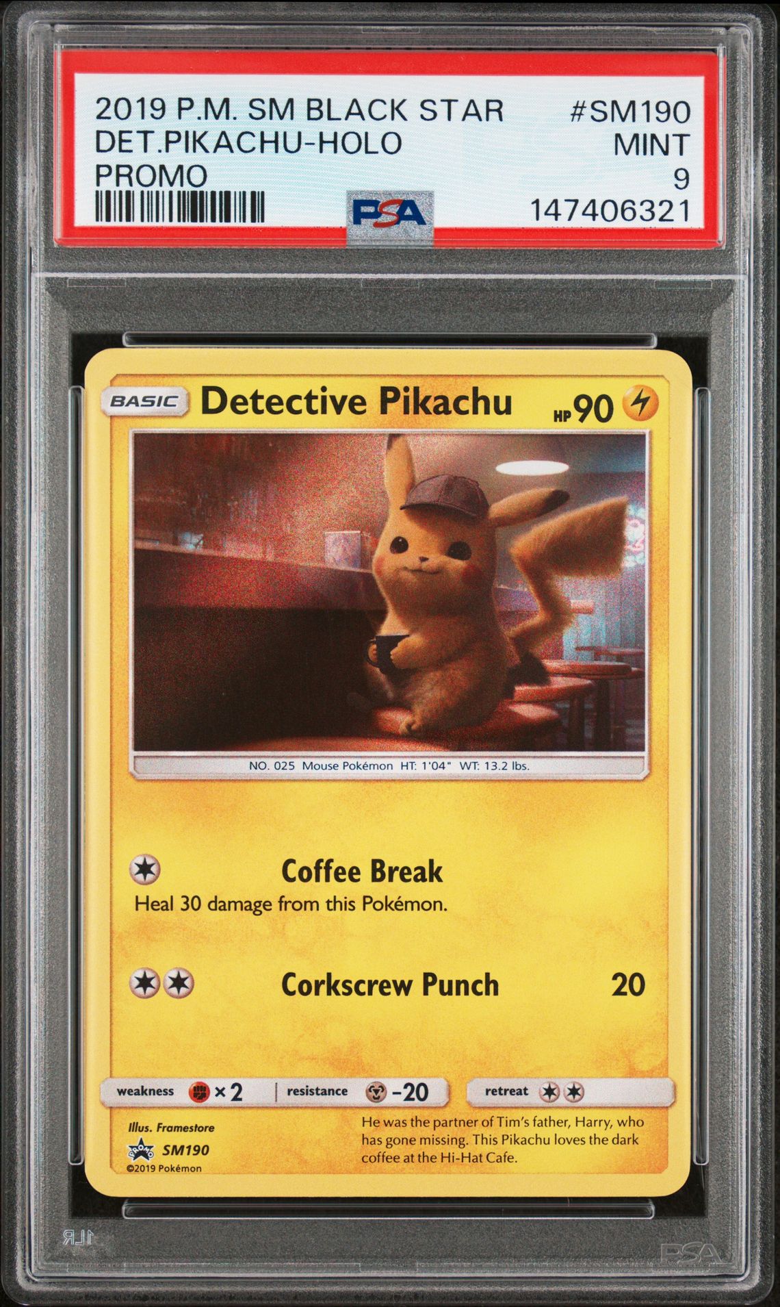 2019 Pokemon Sm Black Star Promo Det.pikachu-Holo #Sm190 (Promo) Mint 9 front