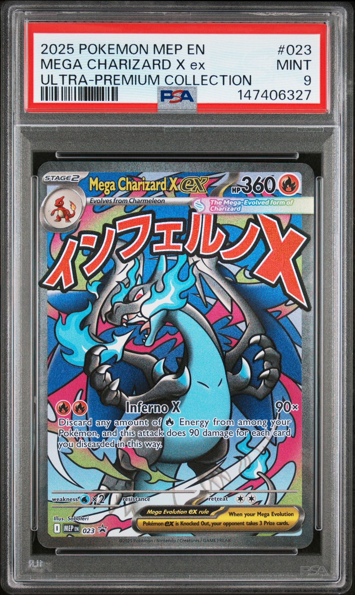 2025 Pokemon Mep En-Me Black Star Promo Mega Charizard X Ex #023 (Ultra-Premium Collection) Mint 9 front