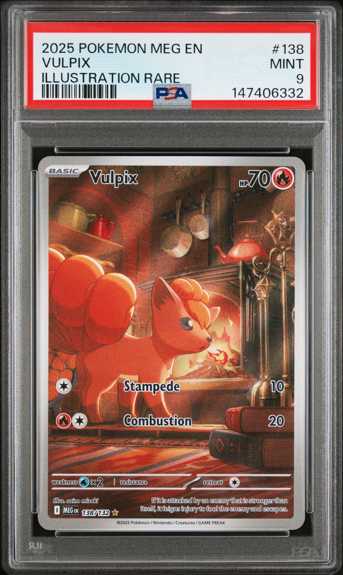 2025 Pokemon Meg En-Mega Evolution Vulpix #138 (Illustration Rare) Mint 9 front