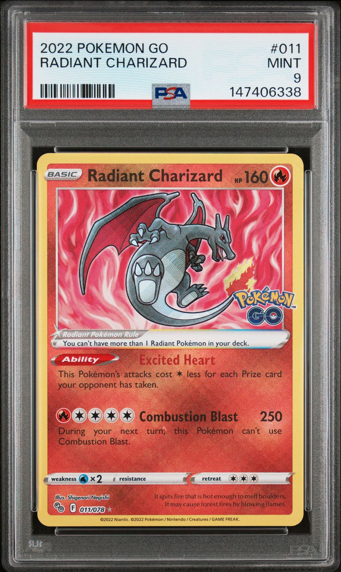 2022 Pokemon Go Radiant Charizard #011 Mint 9 front
