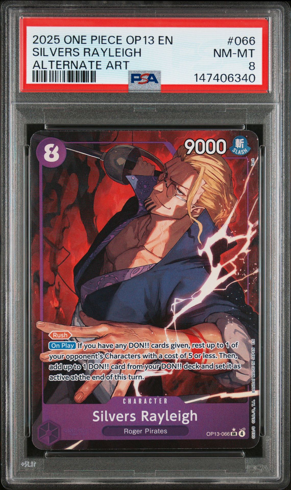 2025 One Piece Op13-Carrying On His Will Silvers Rayleigh #066 (Alternate Art) Nm-Mt 8 front
