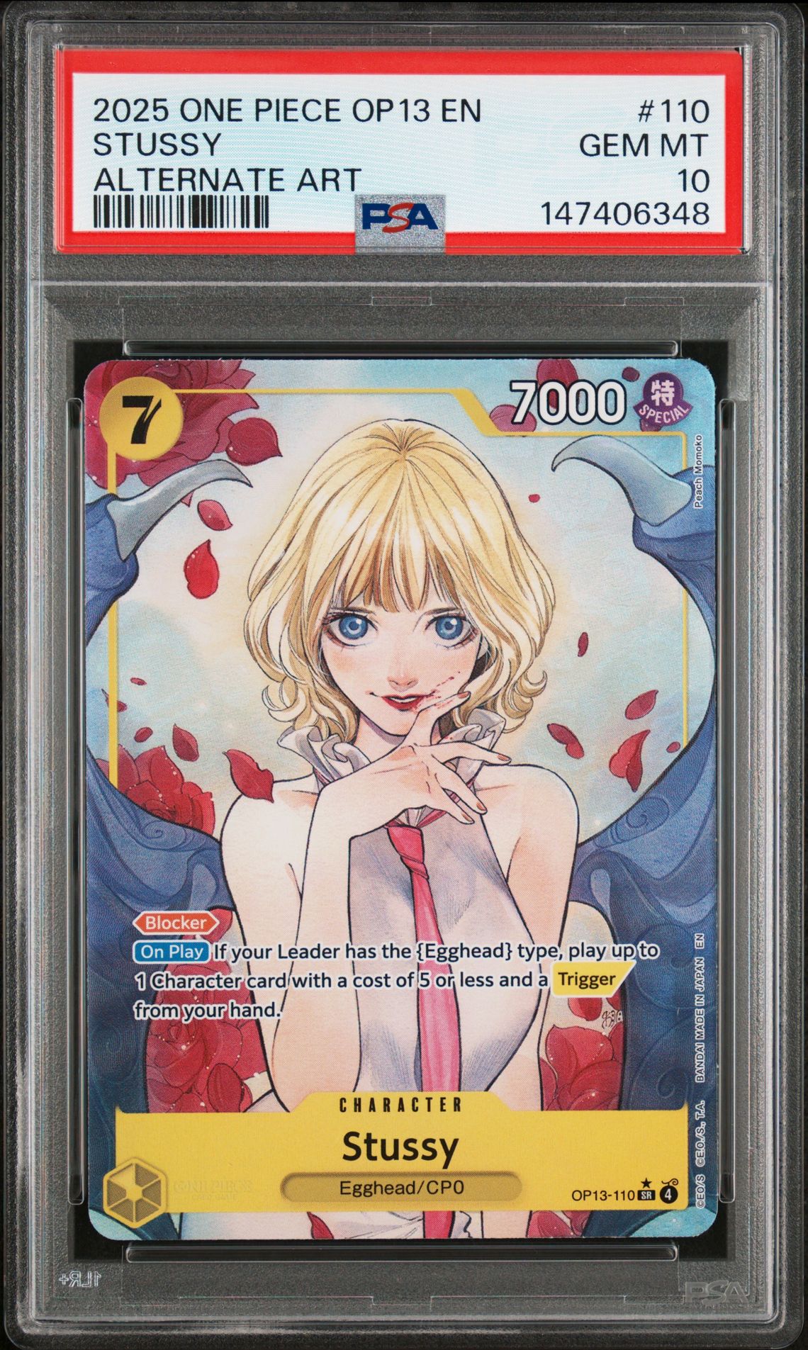 2025 ONE PIECE OP13-CARRYING ON HIS WILL STUSSY ALTERNATE ART 110 GEM MT 10 front