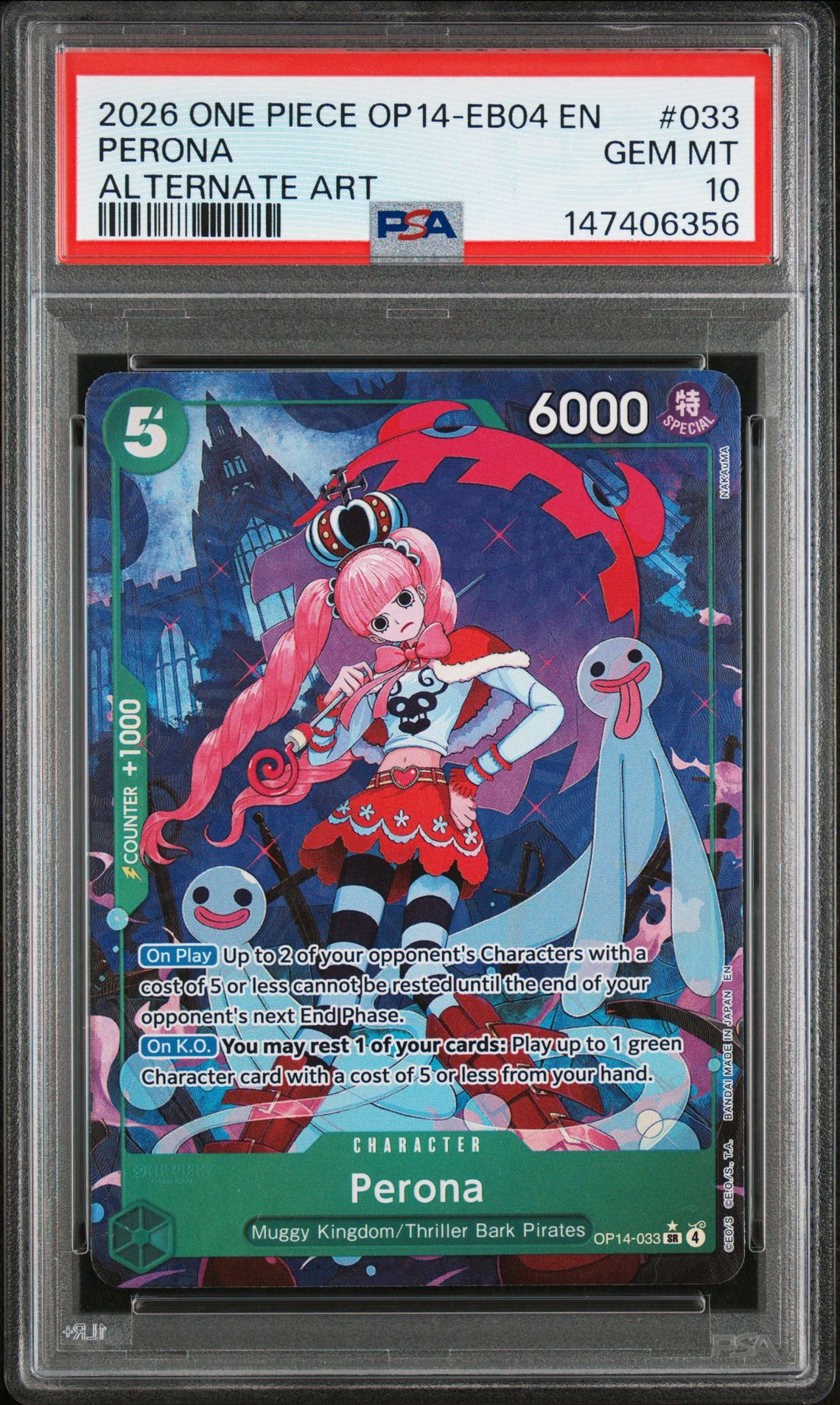 2026 One Piece Op14-Eb04-The Azure Sea's Seven Perona #033 (Alternate Art) Gem Mt 10 front