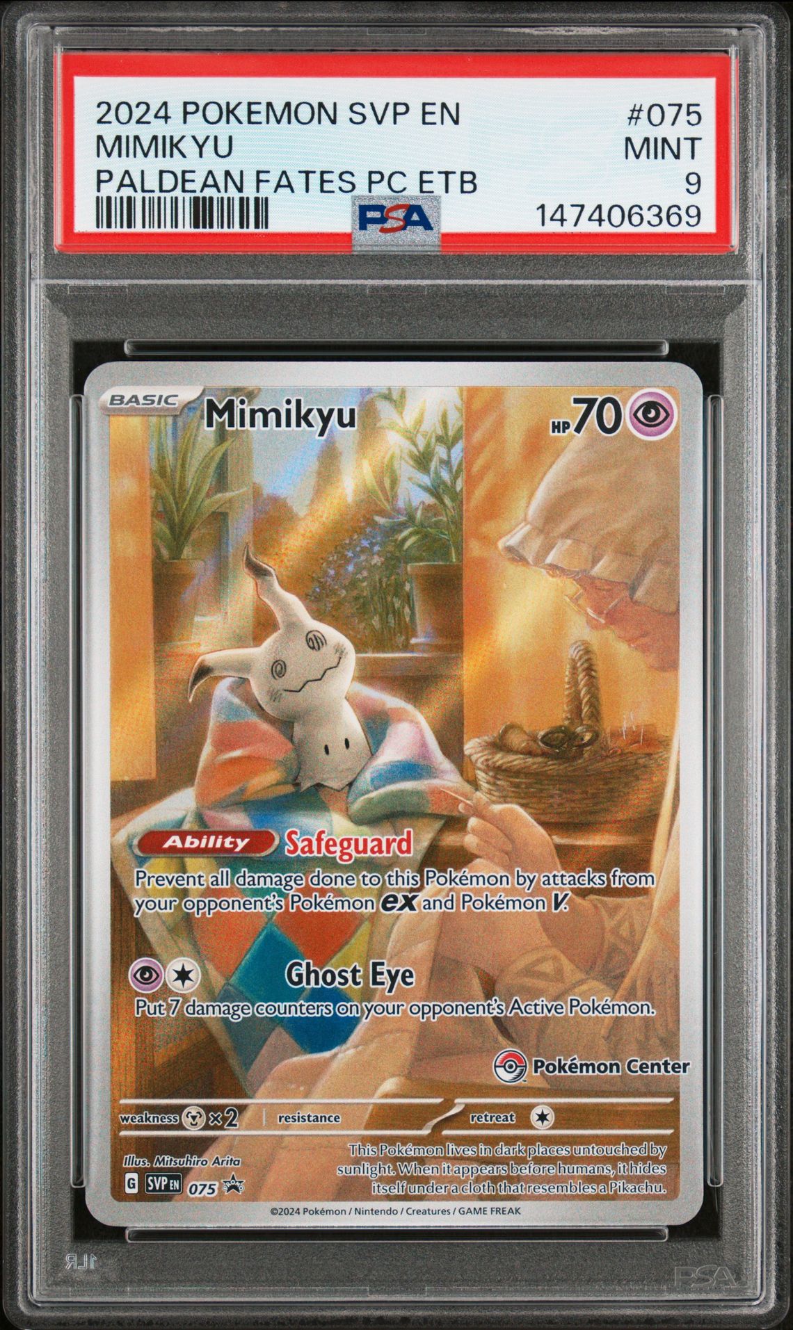 2024 Pokemon Svp En-Sv Black Star Promo Mimikyu #075 (Paldean Fates Pc Etb) Mint 9 front