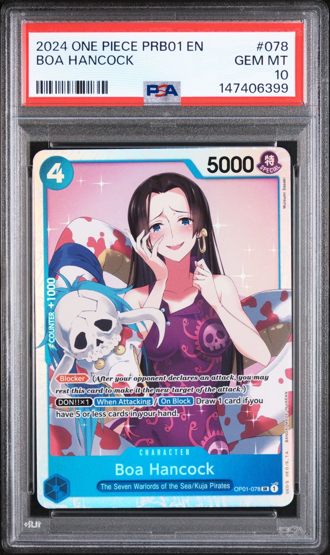 2024 One Piece Prb01-Premium Booster -One Piece Card The Best- Boa Hancock #078 Gem Mt 10 front