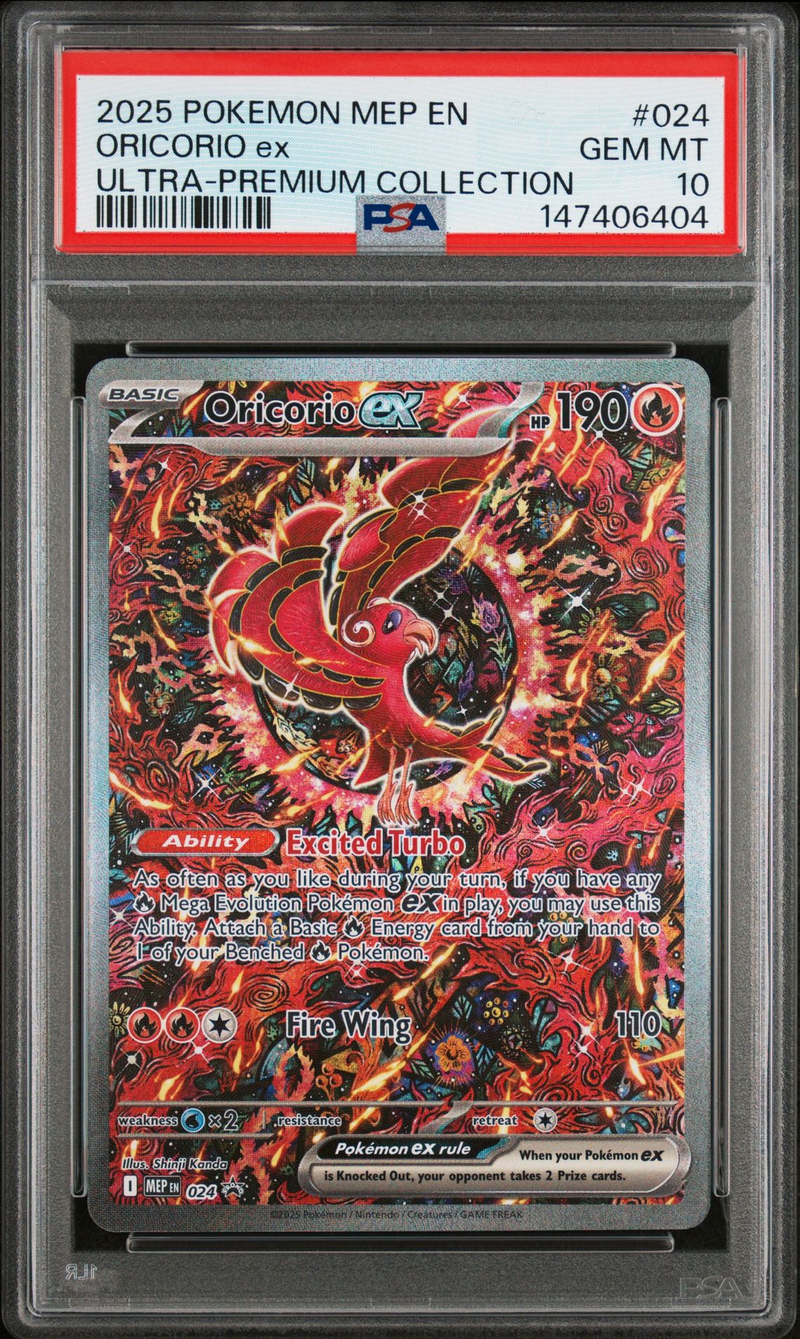 2025 Pokemon Mep En-Me Black Star Promo Oricorio Ex #024 (Ultra-Premium Collection) Gem Mt 10 front