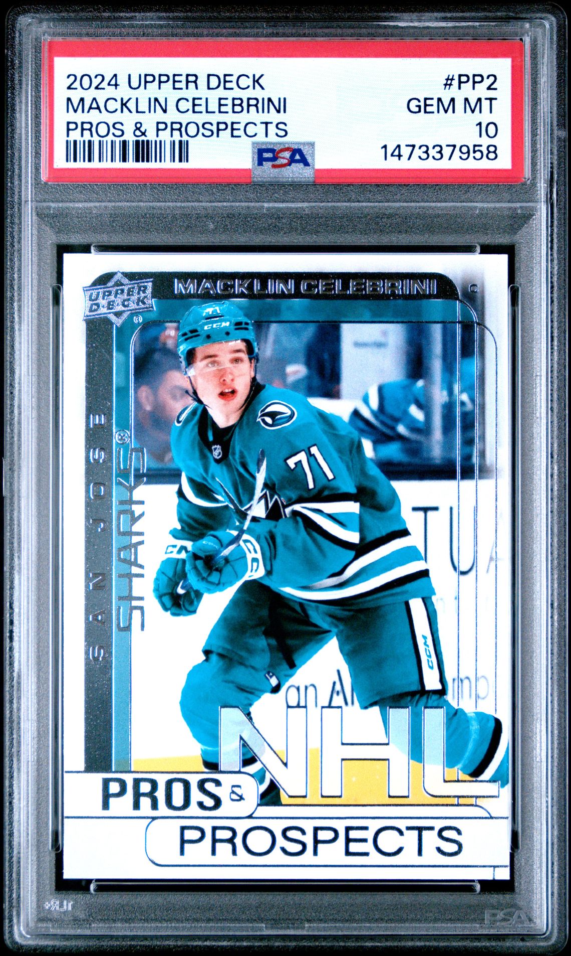 2024 Upper Deck Extended Series Pros & Prospects Macklin Celebrini #Pp2 Gem Mt 10 front