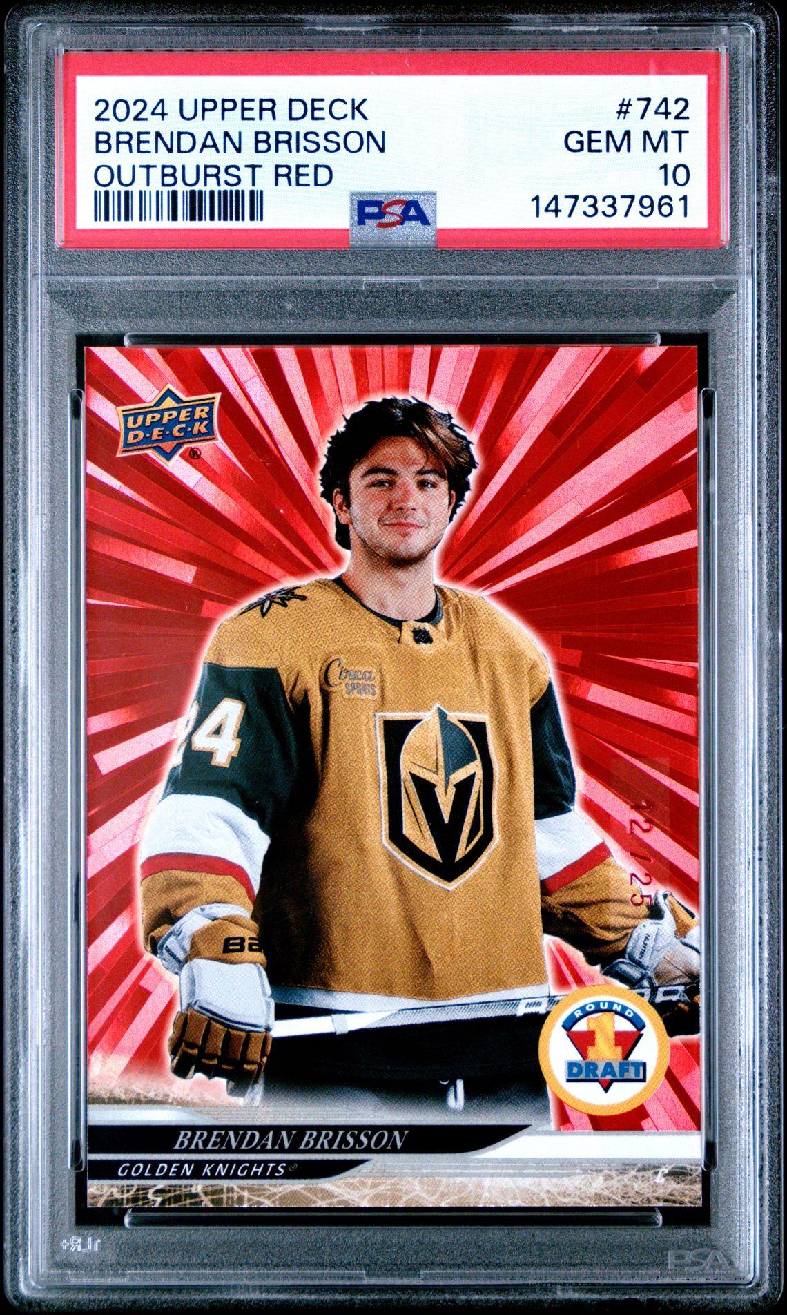 2024 Upper Deck Brendan Brisson #742 (Outburst Red) Gem Mt 10 front