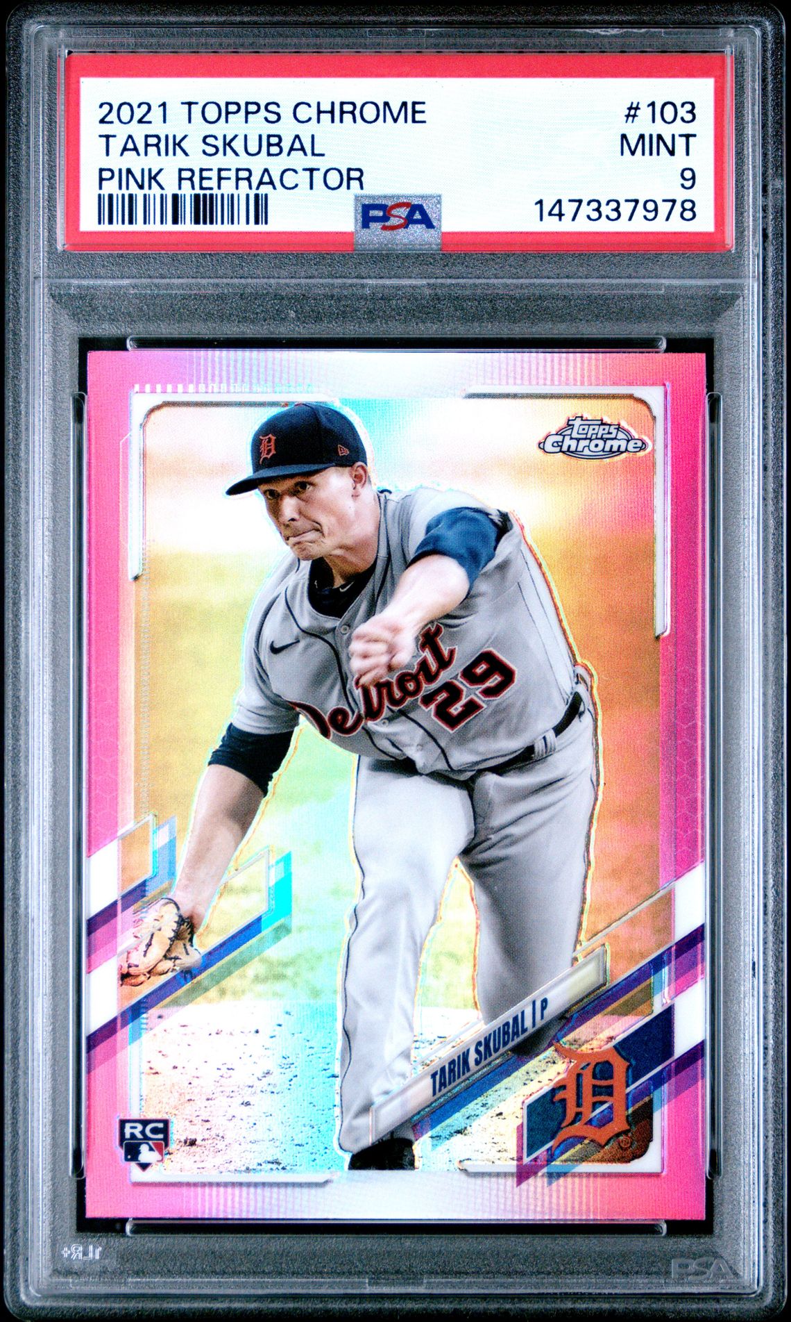 2021 Topps Chrome Tarik Skubal #103 (Pink Refractor) Mint 9 front