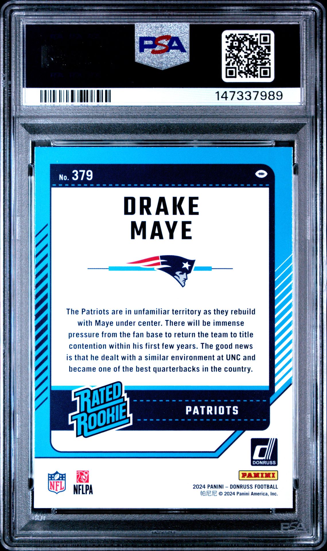 2024 Panini Donruss Drake Maye #379 Nm-Mt 8 back