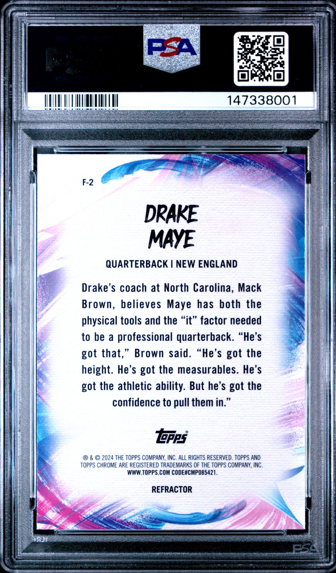 2024 Topps Chrome Finesse Drake Maye #F2 (Finesse-Refractor) Nm-Mt 8 back