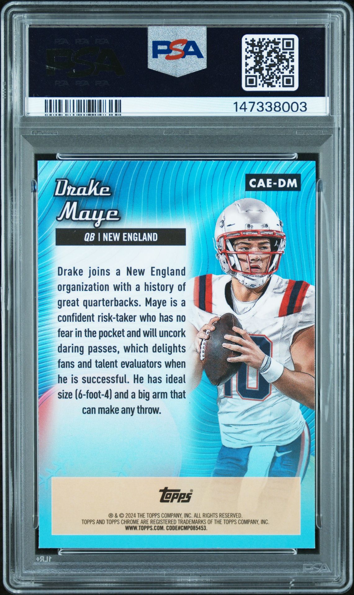 2024 Topps Chrome Chrome All-Etch Drake Maye #Caedm (Chrome All-Etch) Mint 9 back