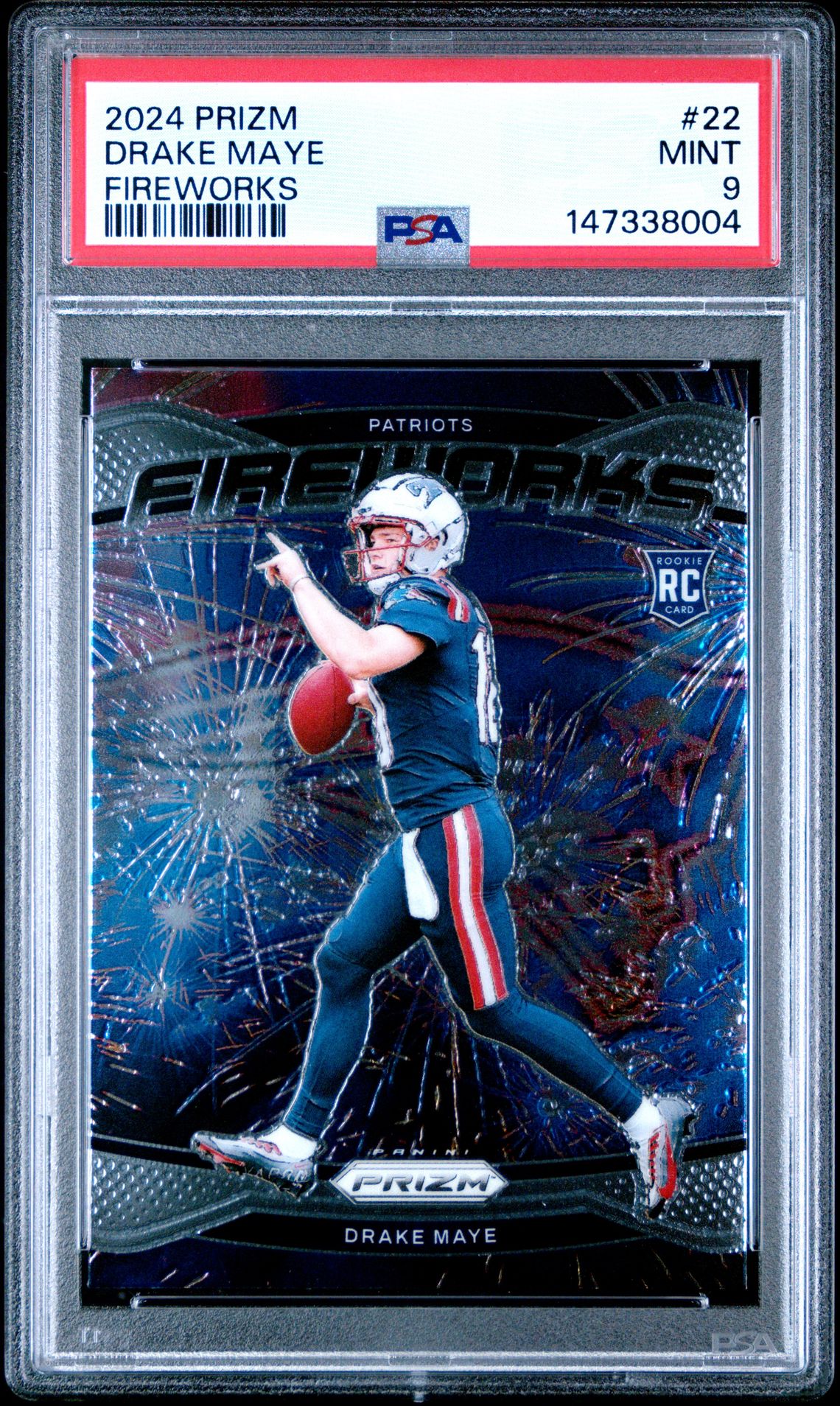 2024 Panini Prizm Fireworks Drake Maye #22 Mint 9 front